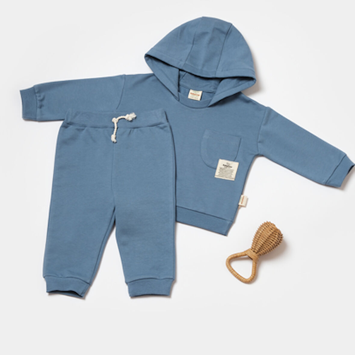 Kapişonlu Sweatshirt & Pantolon Takım 8001 İndigo