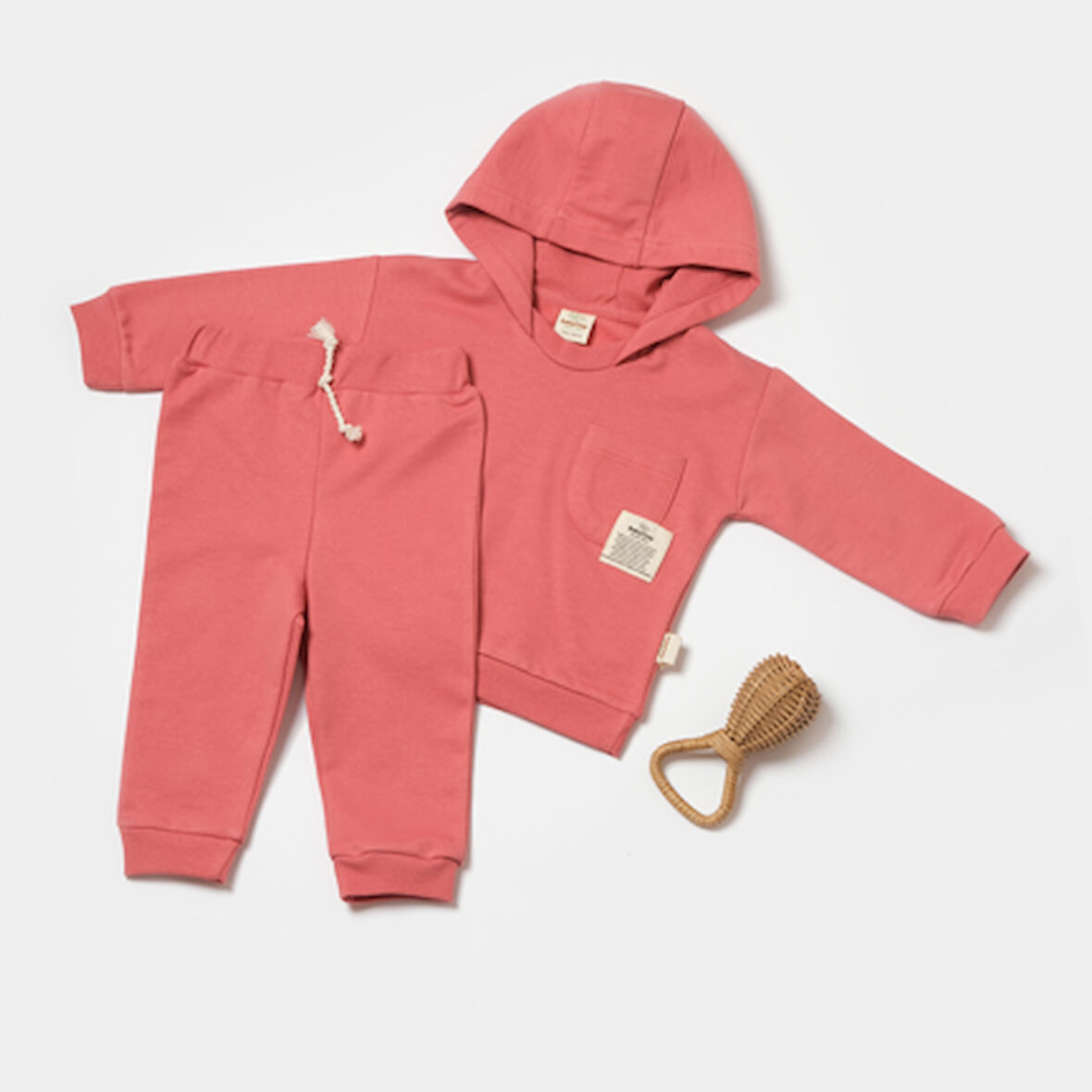 Kapişonlu Sweatshirt & Pantolon Takım 8002 Kırmızı