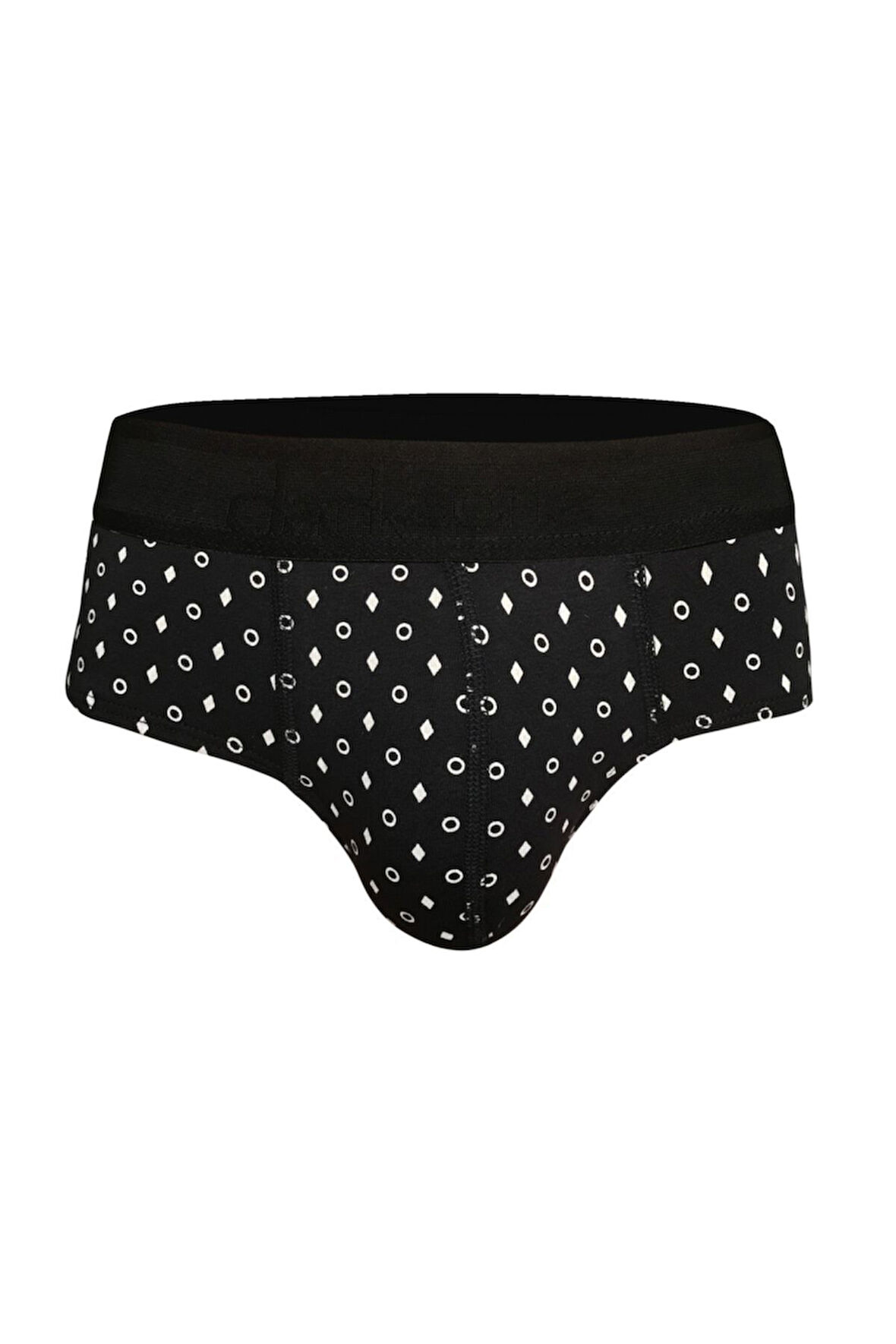 Erkek Geometrik Desenli Siyah Pamuklu Slip 6382