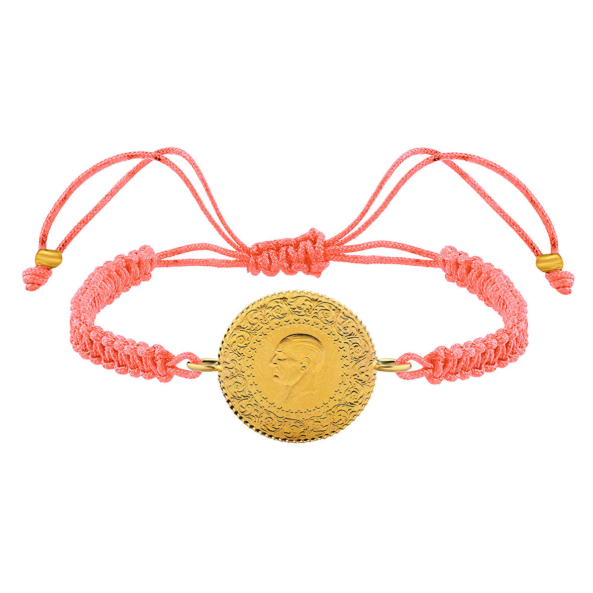 Gekas Kuyumculuk 22 Ayar Yeni Çeyrek Altın Açık Pembe Renkli İpli Bileklik