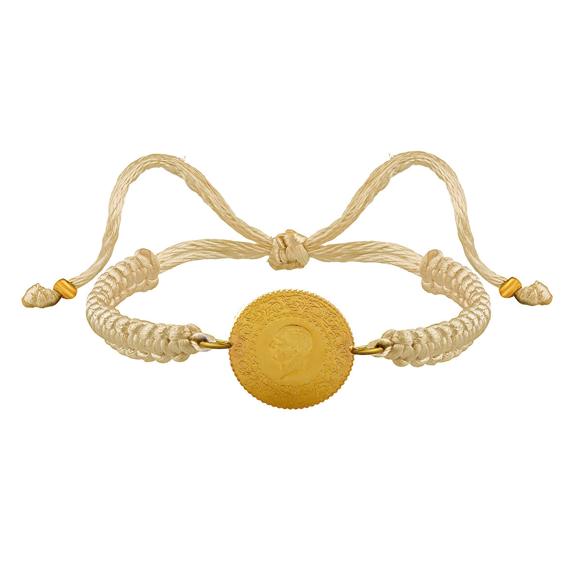 Gekas Kuyumculuk 22 Ayar Yeni Çeyrek Altın Krem Renkli İpli Bileklik