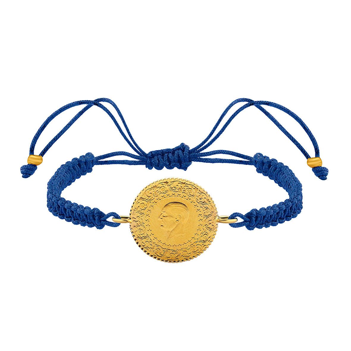 Gekas Kuyumculuk 22 Ayar Yeni Çeyrek Altın Mavi Renkli İpli Bileklik