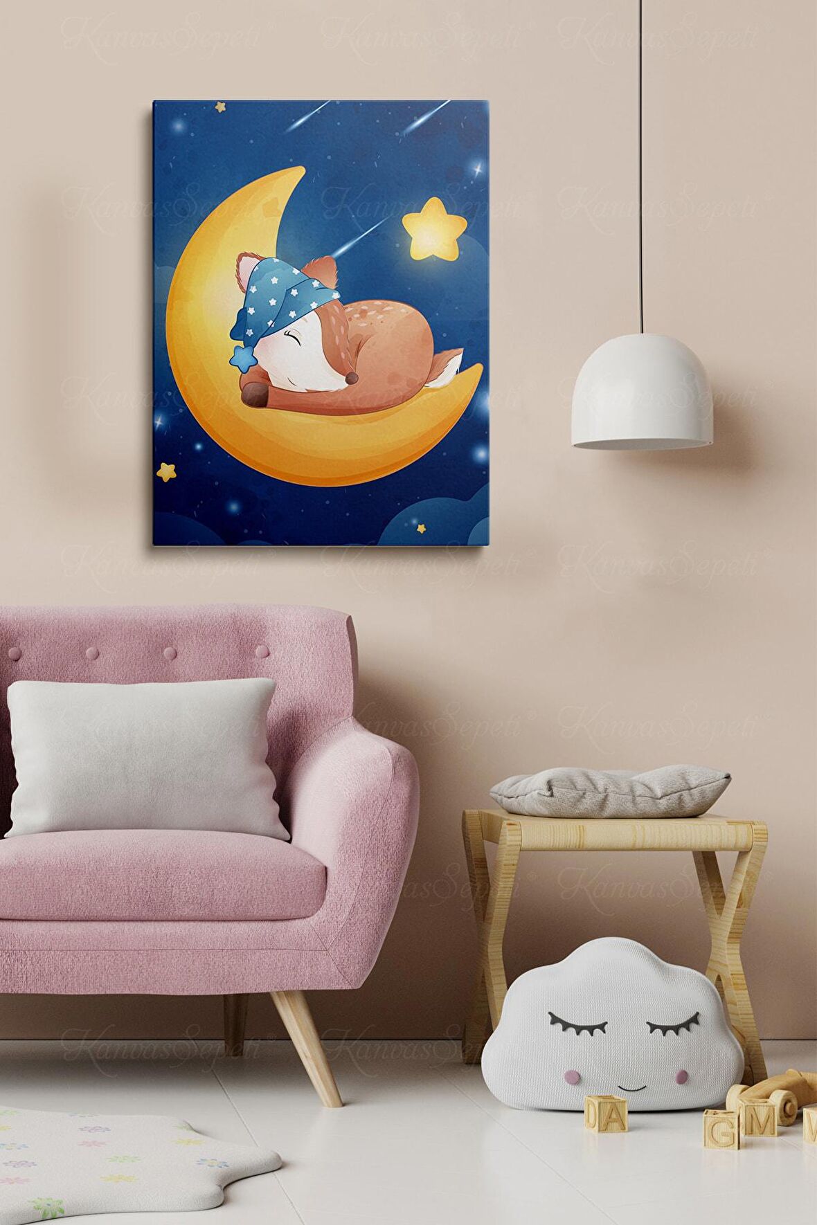 Erkek Ve Kız Çocuk Odaları Için Dekoratif Soyut Desenli Figürlü Kanvas Çerçeve Çerçeveli Tablo