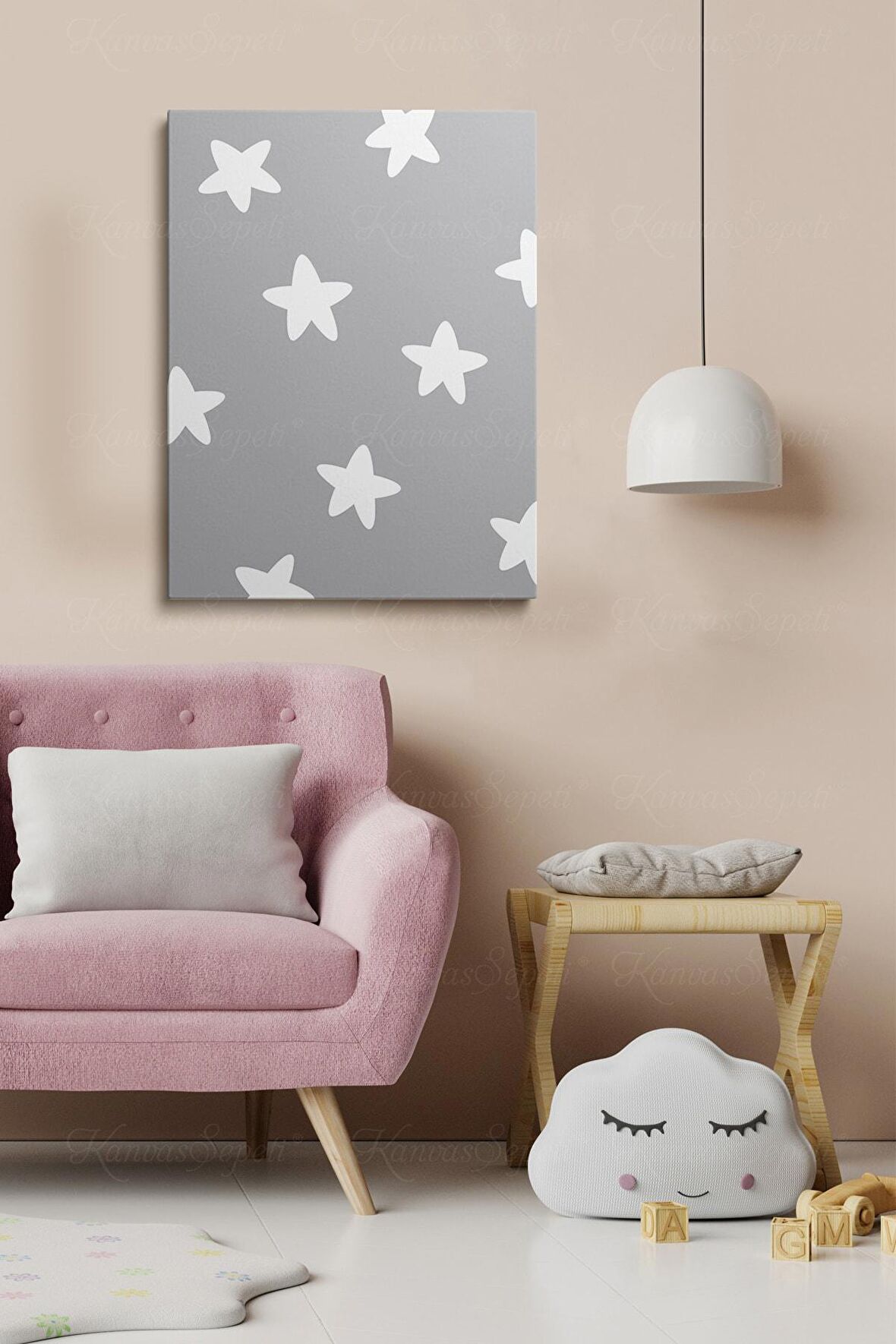 Erkek Ve Kız Çocuk Odaları Için Dekoratif Soyut Desenli Figürlü Kanvas Çerçeve Çerçeveli Tablo