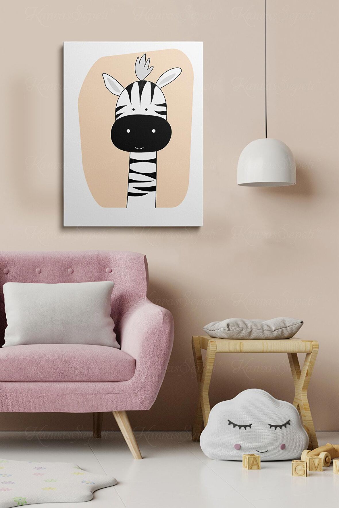 Erkek Ve Kız Çocuk Odaları Için Dekoratif Soyut Desenli Figürlü Kanvas Çerçeve Çerçeveli Tablo