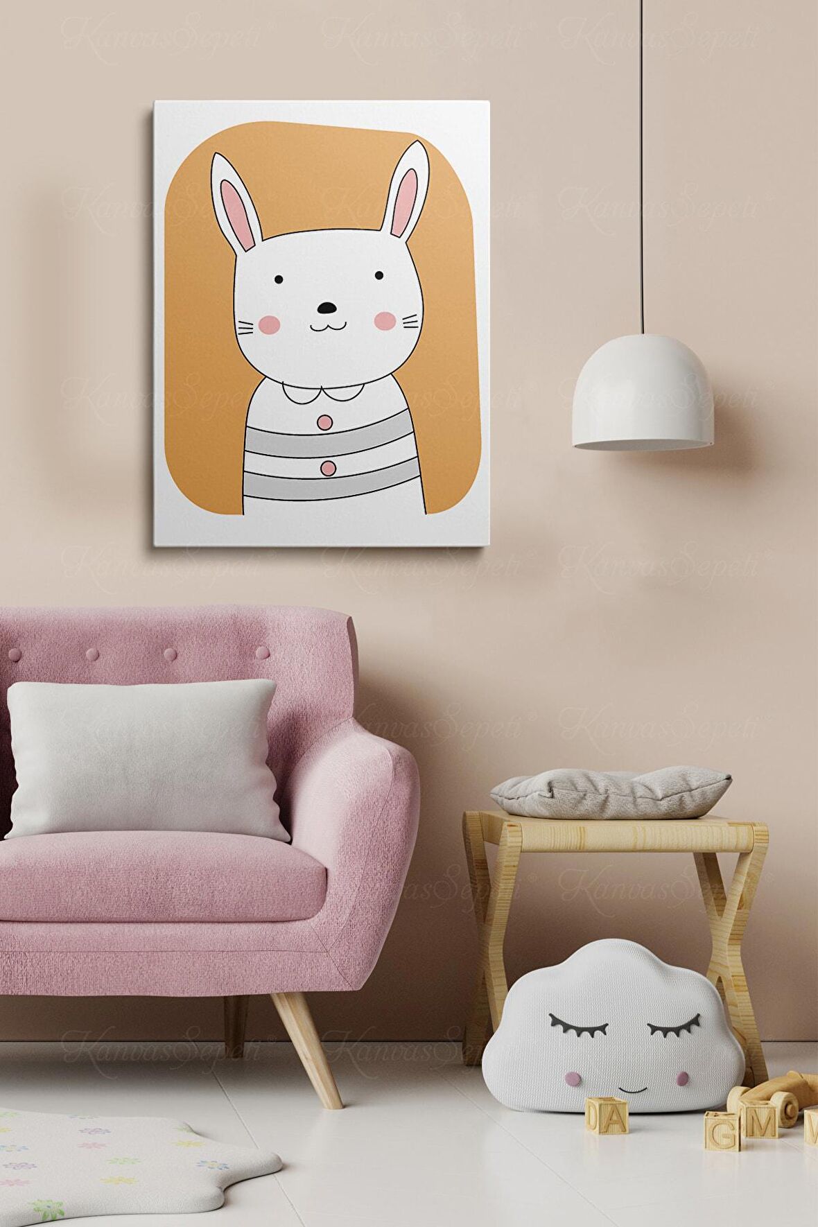 Erkek Ve Kız Çocuk Odaları Için Dekoratif Soyut Desenli Figürlü Kanvas Çerçeve Çerçeveli Tablo