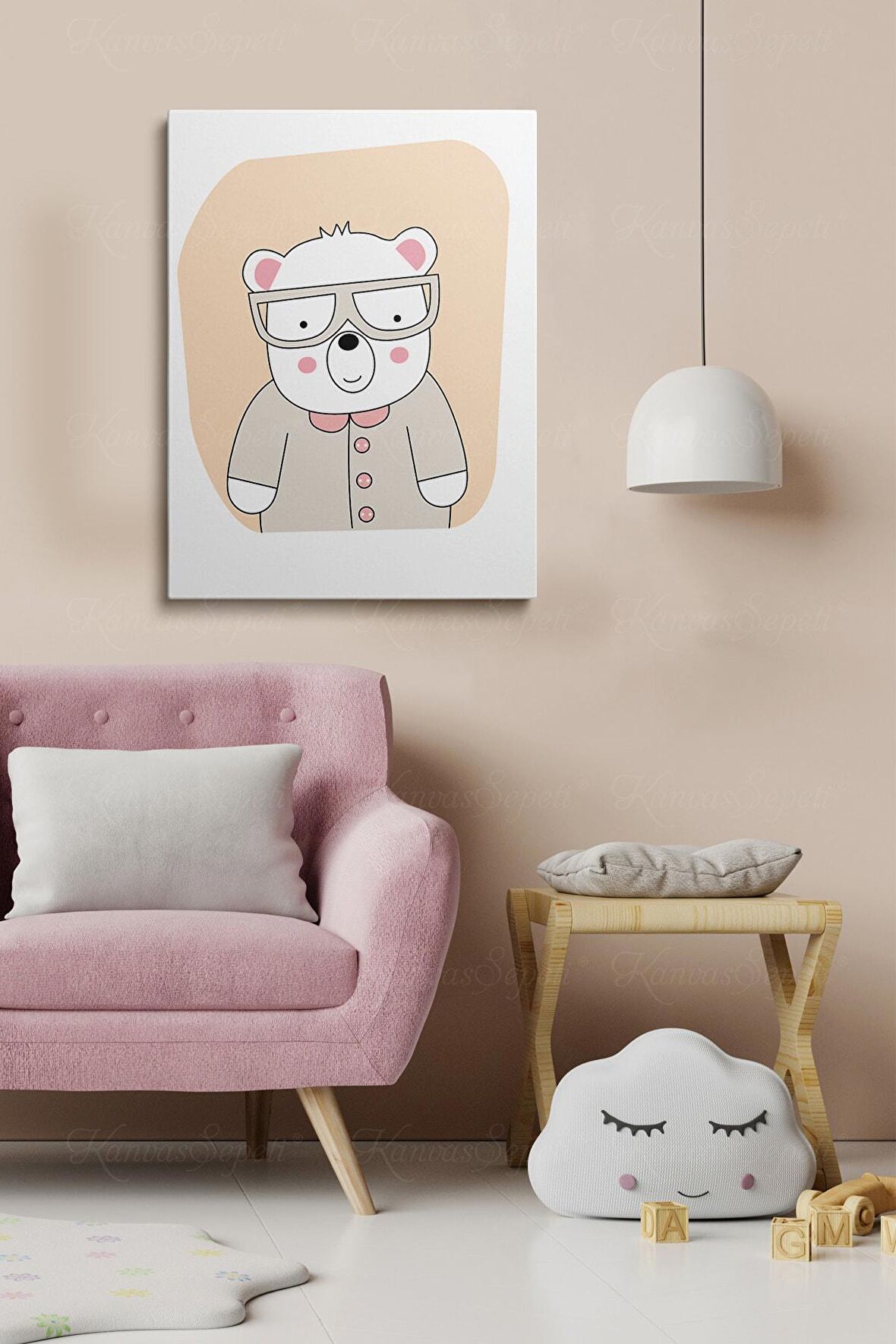 Erkek Ve Kız Çocuk Odaları Için Dekoratif Soyut Desenli Figürlü Kanvas Çerçeve Çerçeveli Tablo