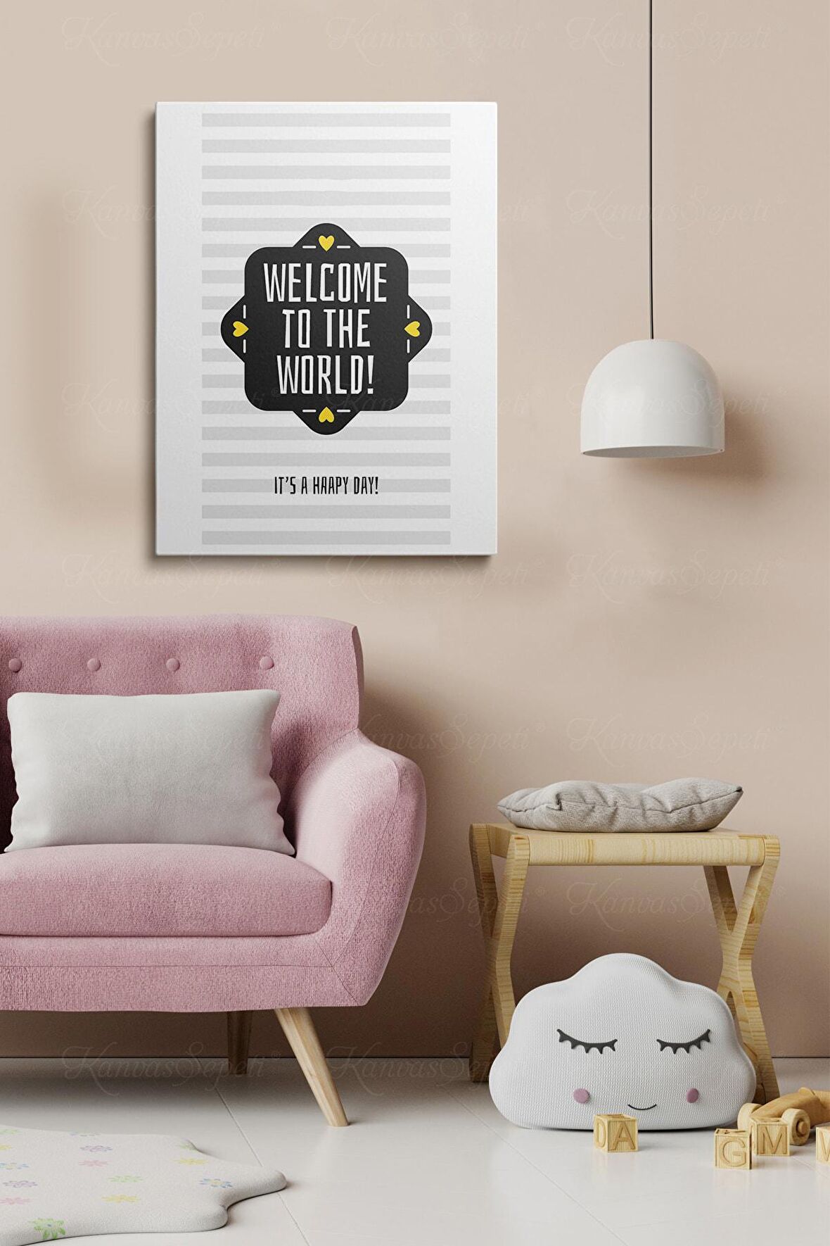 Erkek ve Kız Çocuk Odaları İçin Dekoratif Soyut Desenli Figürlü Kanvas Çerçeve Tablo