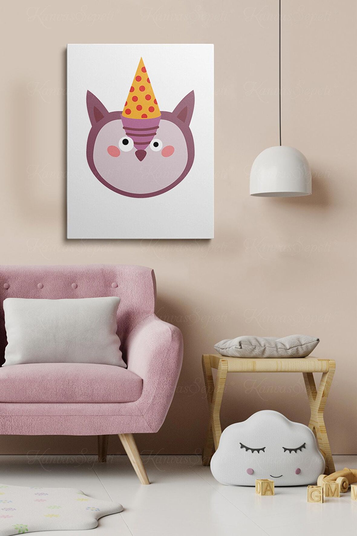 Erkek Ve Kız Çocuk Odaları İçin Dekoratif Soyut Desenli Figürlü Kanvas Çerçeve Çerçeveli Tablo