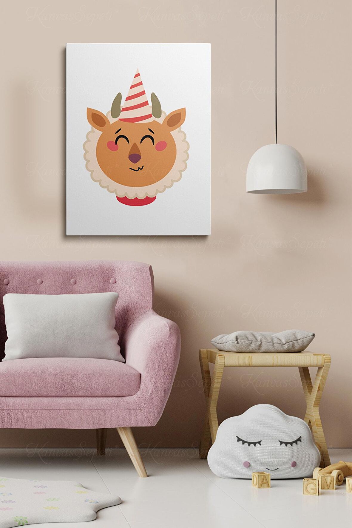 Erkek Ve Kız Çocuk Odaları Için Dekoratif Soyut Desenli Figürlü Kanvas Çerçeve Çerçeveli Tablo