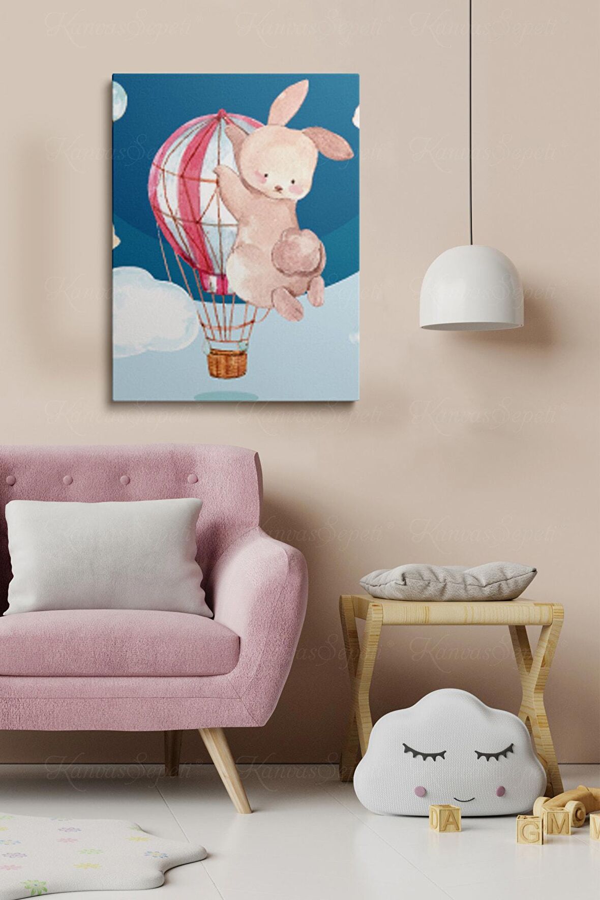 Çocuk Odaları Için Dekoratif Soyut Desenli Figürlü Kanvas Çerçeve Çerçeveli Tablo