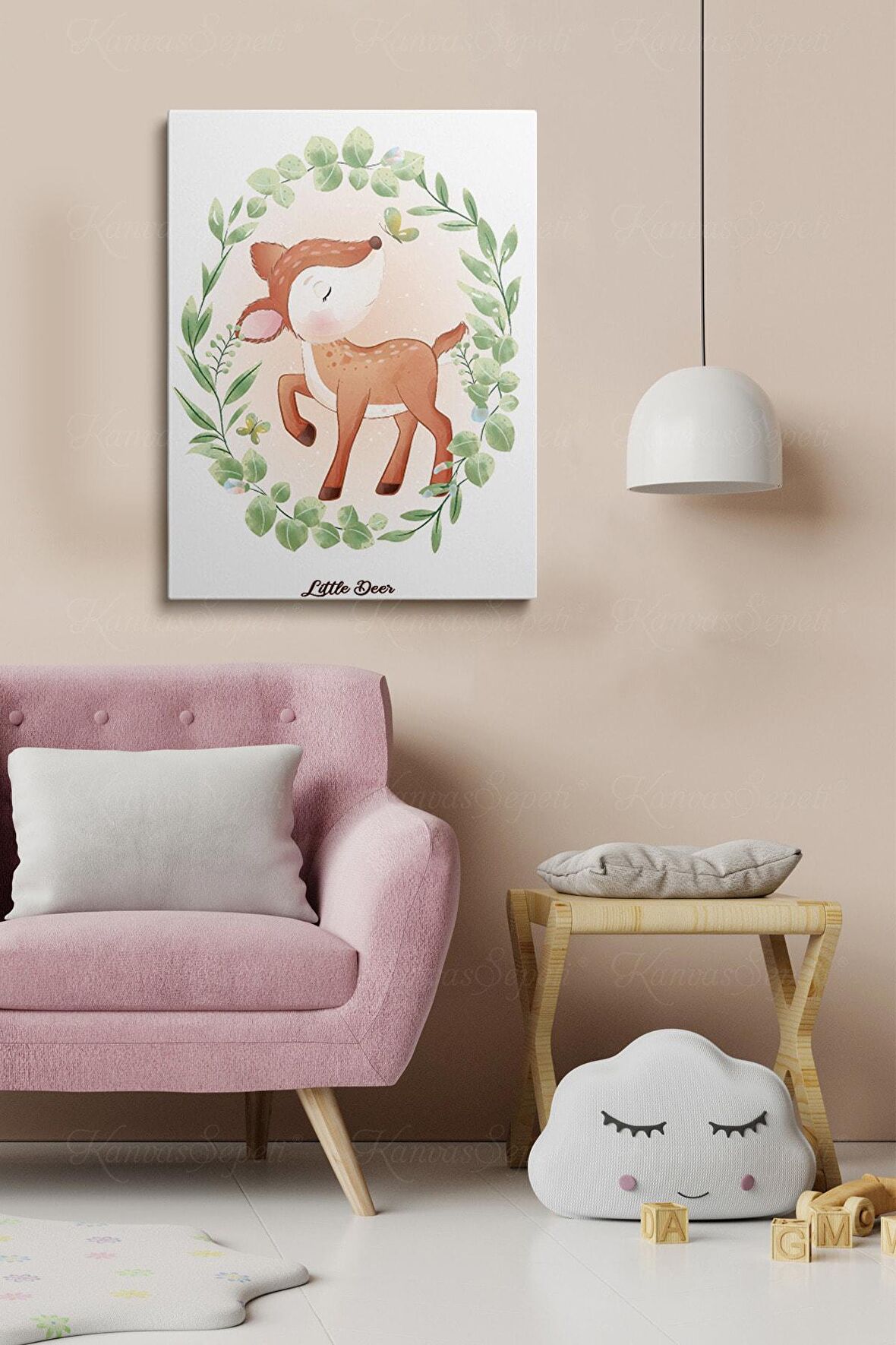 Erkek ve Kız Çocuk Odaları Için Dekoratif Soyut Desenli Figürlü Kanvas Çerçeve Çerçeveli Tablo