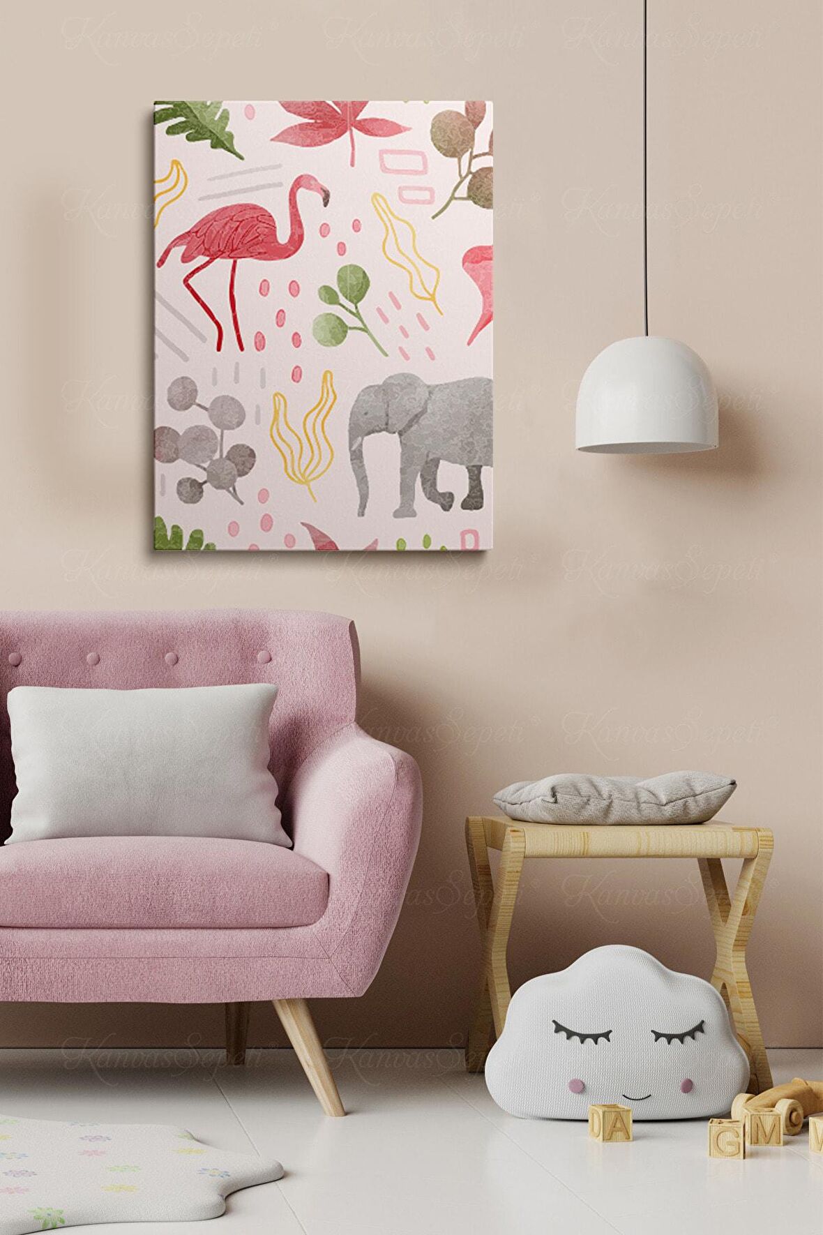 Erkek Ve Kız Çocuk Odaları Için Dekoratif Soyut Desenli Figürlü Kanvas Çerçeve Çerçeveli Tablo