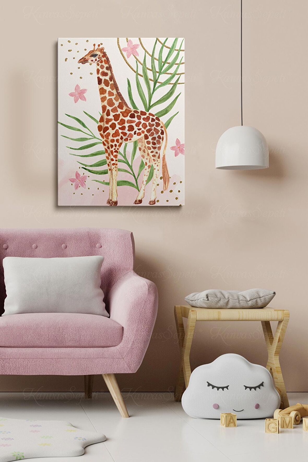 Erkek Ve Kız Çocuk Odaları İçin Dekoratif Soyut Desenli Figürlü Kanvas Çerçeve Çerçeveli Tablo