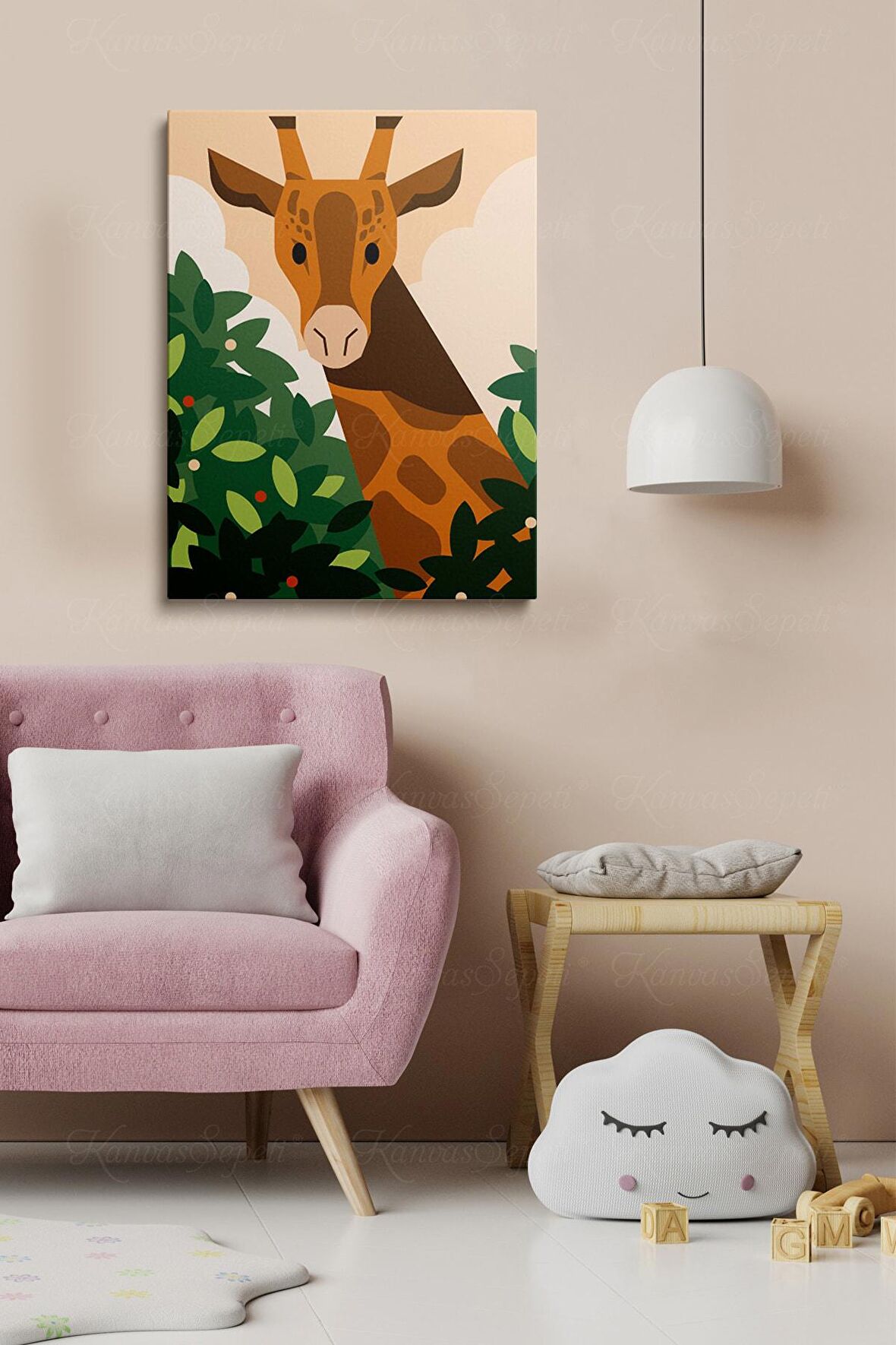 Erkek Ve Kız Çocuk Odaları İçin Dekoratif Soyut Desenli Figürlü Kanvas Çerçeve Çerçeveli Tablo