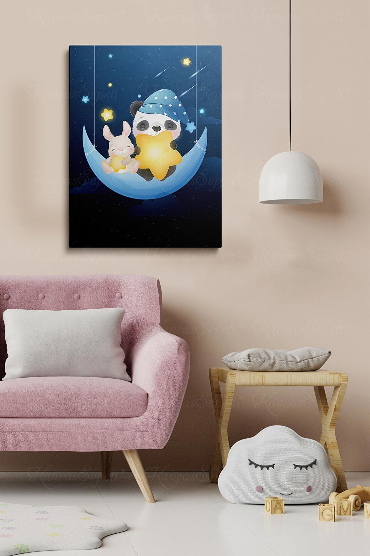 Çocuk Odaları Için Dekoratif Soyut Desenli Figürlü Kanvas Çerçeve Çerçeveli Tablo