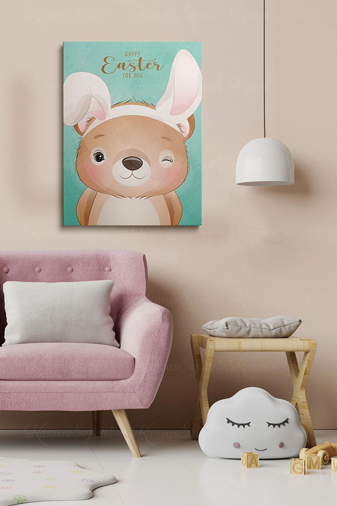 Erkek Ve Kız Çocuk Odaları İçin Dekoratif Soyut Desenli Figürlü Kanvas Çerçeve Çerçeveli Tablo