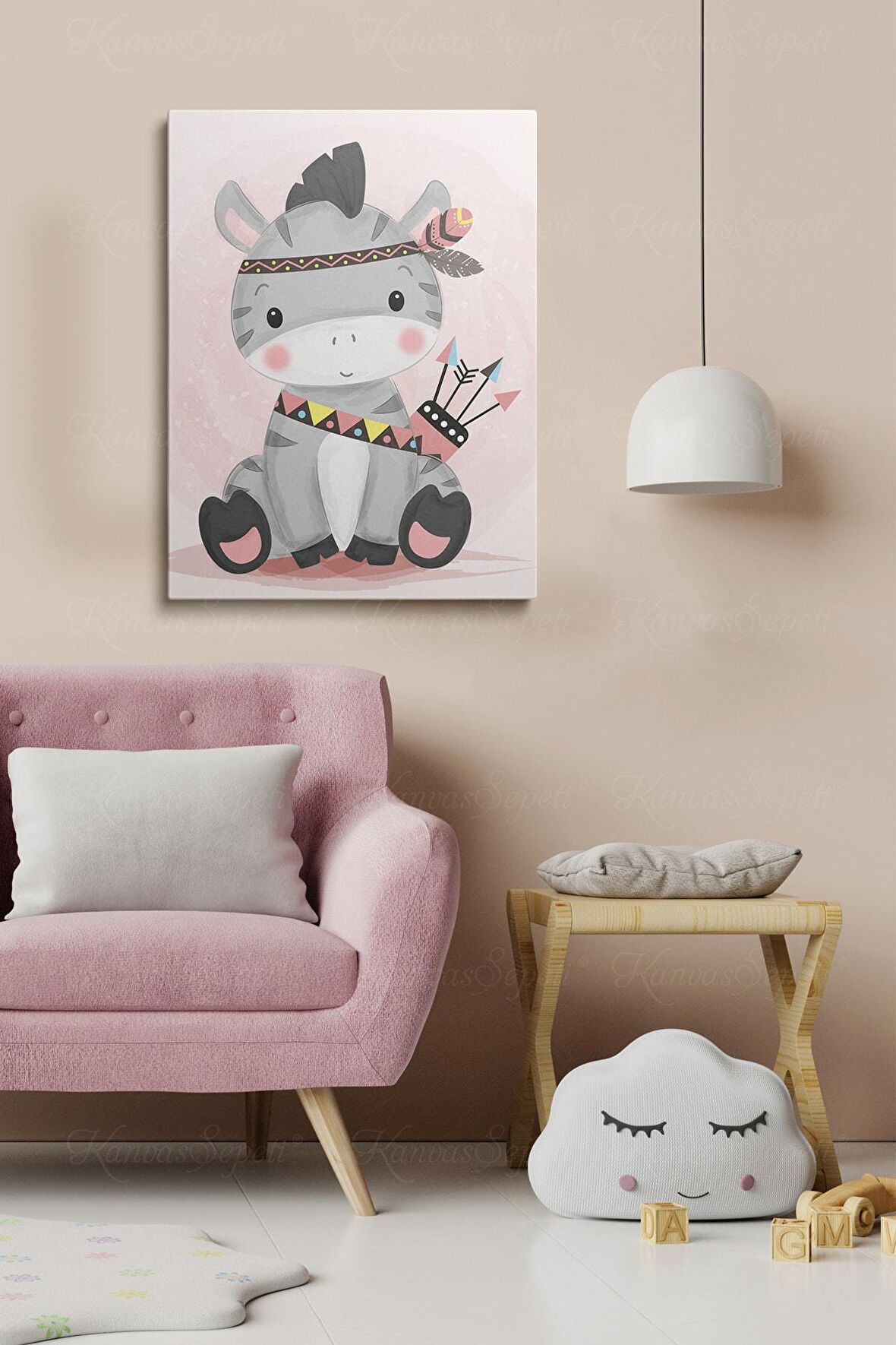 Erkek Ve Kız Çocuk Odaları Için Dekoratif Soyut Desenli Figürlü Kanvas Çerçeve Çerçeveli Tablo