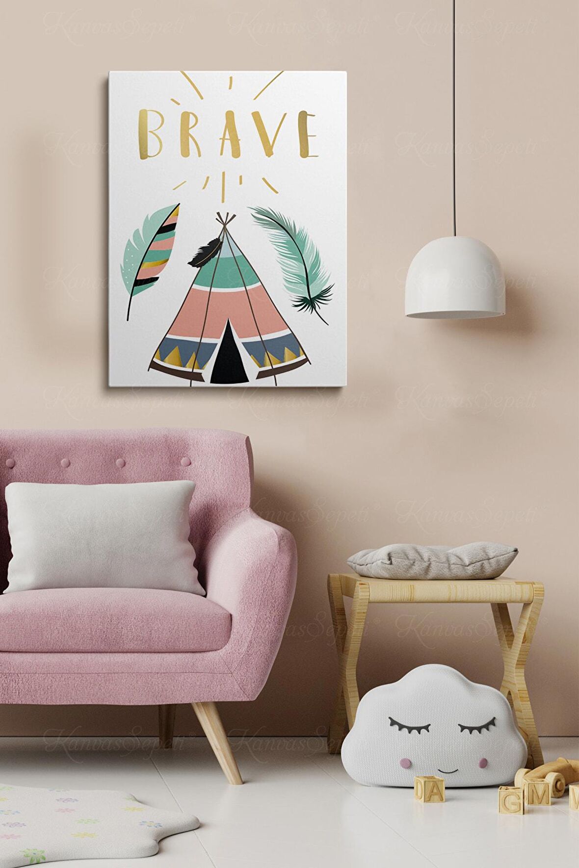 Erkek Ve Kız Çocuk Odaları Için Dekoratif Soyut Desenli Figürlü Kanvas Çerçeve Çerçeveli Tablo