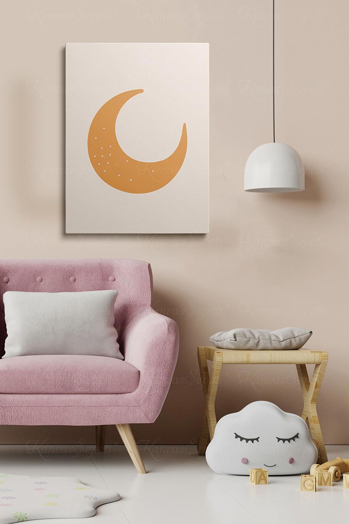 Çocuk Odaları Için Dekoratif Soyut Desenli Figürlü Kanvas Çerçeve Çerçeveli Tablo