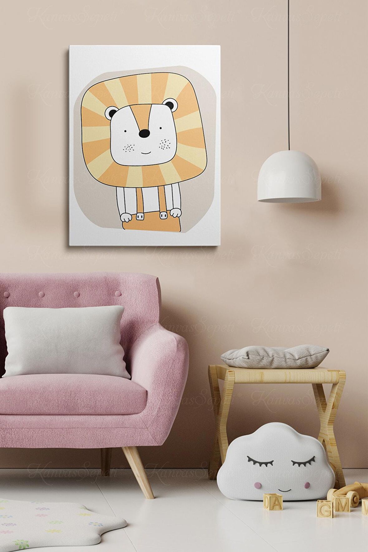 Erkek Ve Kız Çocuk Odaları İçin Dekoratif Soyut Desenli Figürlü Kanvas Çerçeve Çerçeveli Tablo