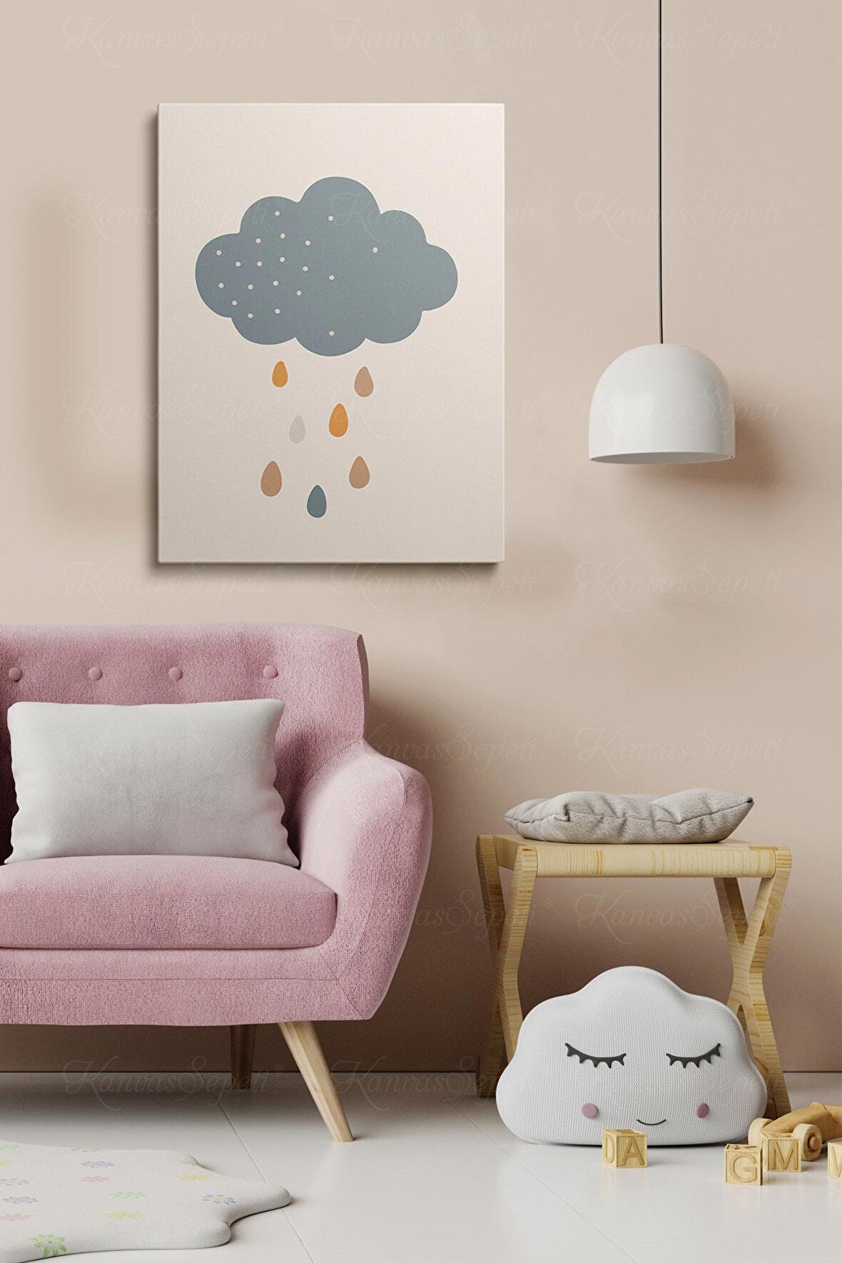 Erkek Ve Kız Çocuk Odaları Için Dekoratif Soyut Desenli Figürlü Kanvas Çerçeve Çerçeveli Tablo