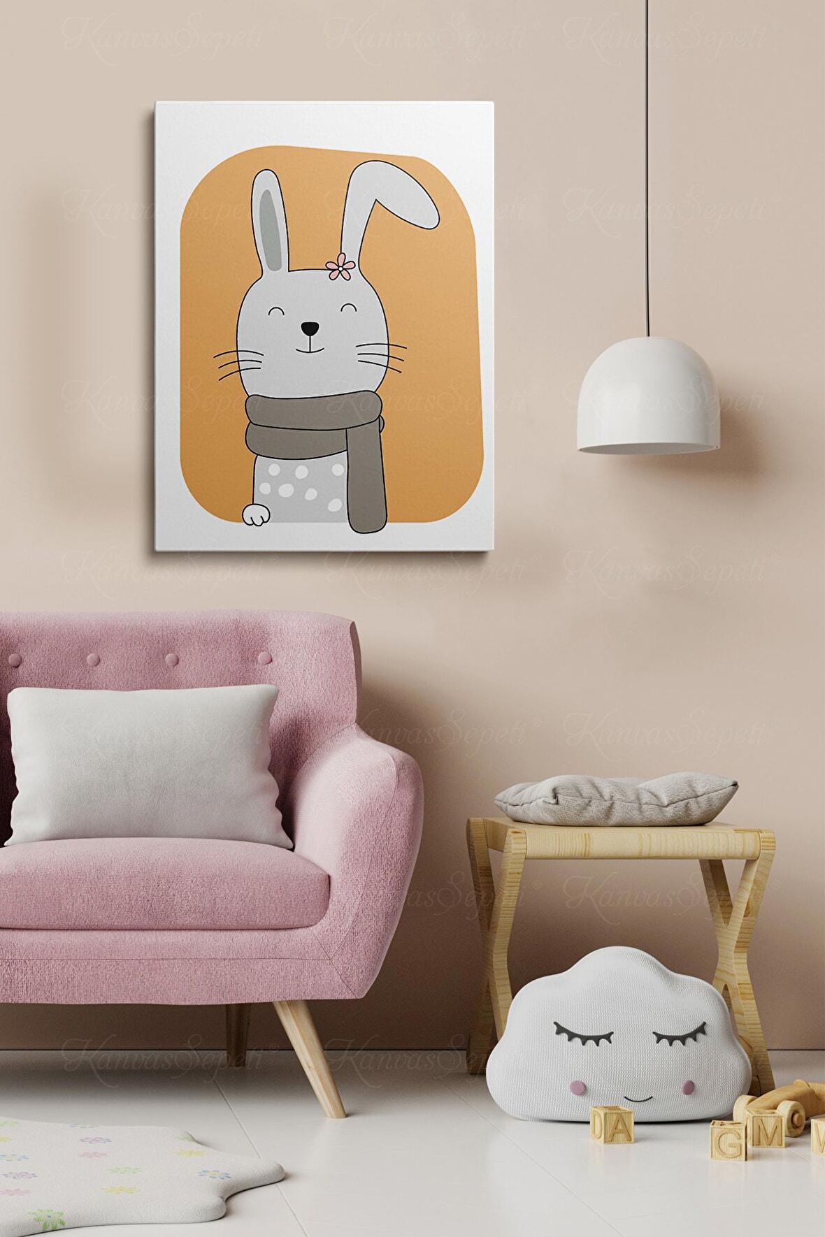 Erkek Ve Kız Çocuk Odaları İçin Dekoratif Soyut Desenli Figürlü Kanvas Çerçeve Çerçeveli Tablo