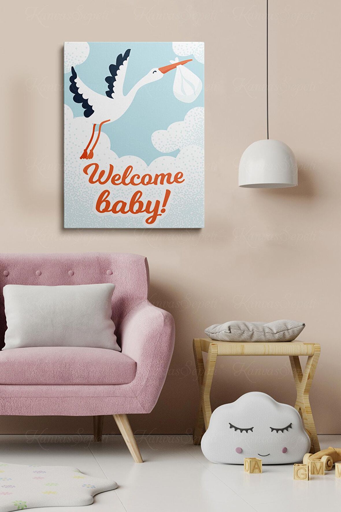 Erkek Ve Kız Çocuk Odaları Için Dekoratif Soyut Desenli Figürlü Kanvas Çerçeve Çerçeveli Tablo