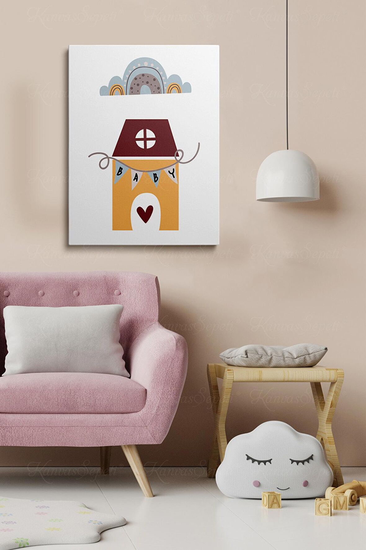 Erkek Ve Kız Çocuk Odaları Için Dekoratif Soyut Desenli Figürlü Kanvas Çerçeve Çerçeveli Tablo