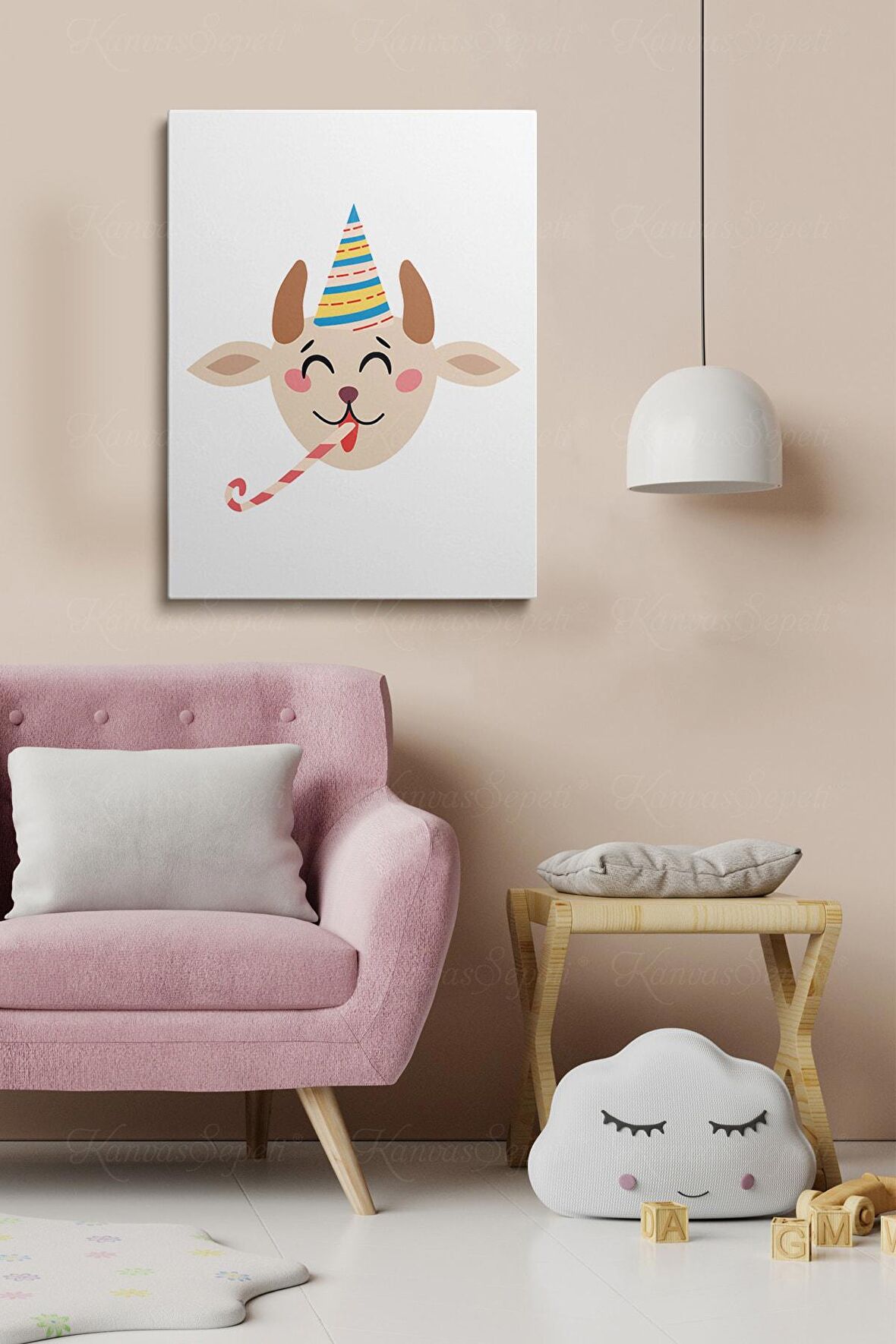 Erkek Ve Kız Çocuk Odaları İçin Dekoratif Soyut Desenli Figürlü Kanvas Çerçeve Çerçeveli Tablo