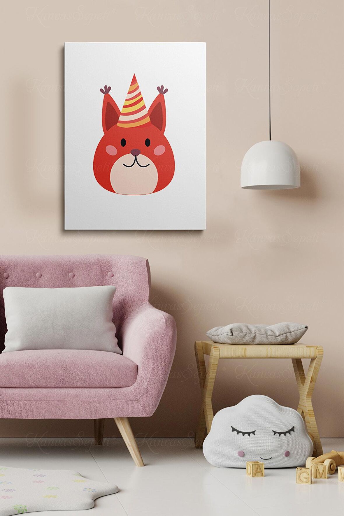 Erkek Ve Kız Çocuk Odaları Için Dekoratif Soyut Desenli Figürlü Kanvas Çerçeve Çerçeveli Tablo