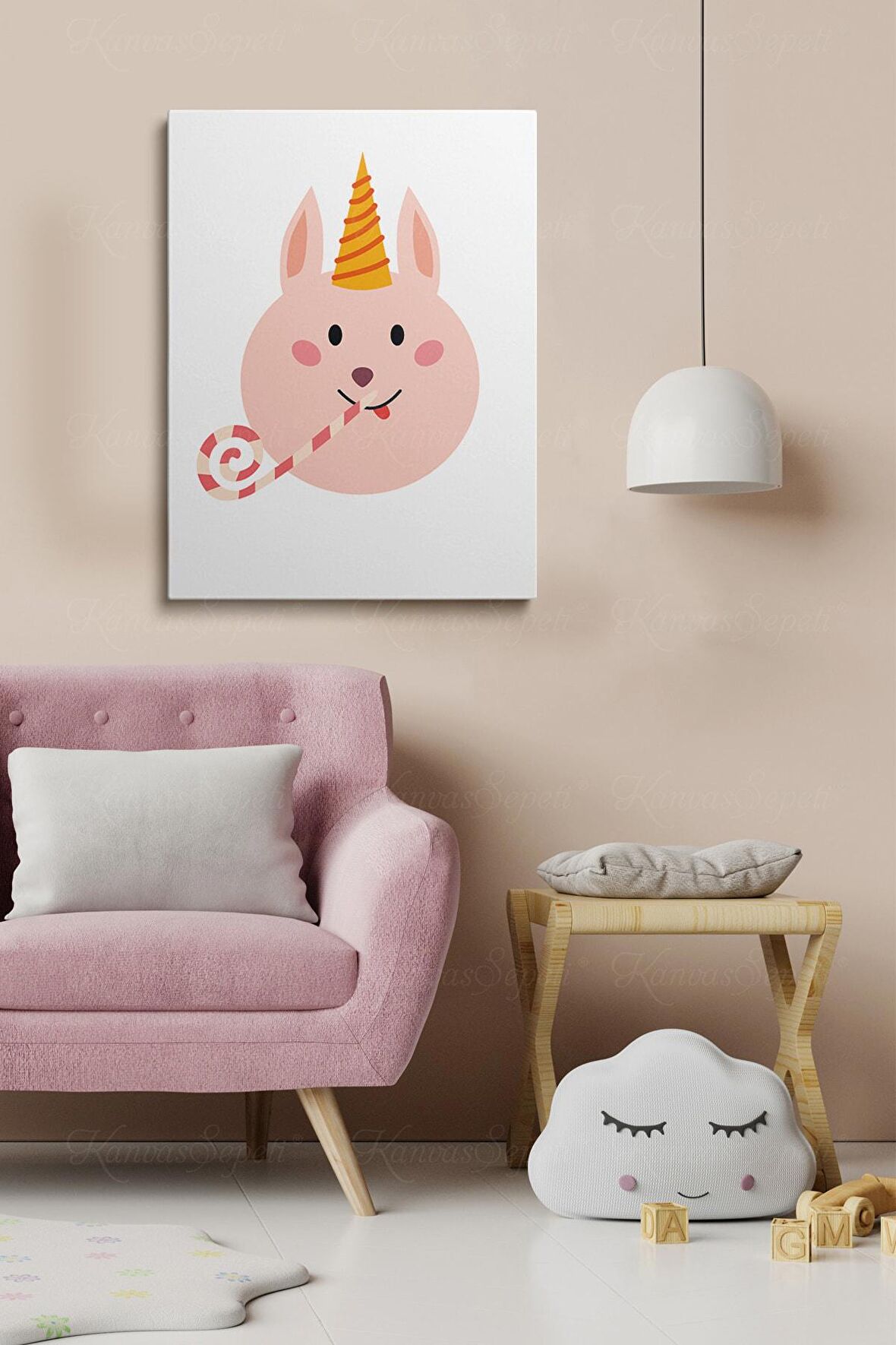 Erkek ve Kız Çocuk Odası Dekoratif Soyut Desenli Figürlü Kanvas Çerçeve Çerçeveli Tablo