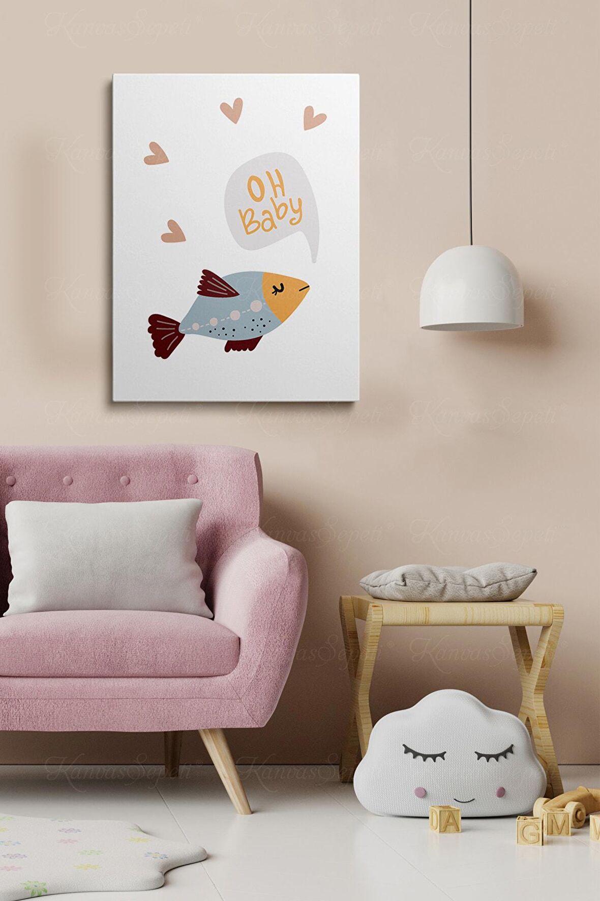 Erkek Ve Kız Çocuk Odaları Için Dekoratif Soyut Desenli Figürlü Kanvas Çerçeve Çerçeveli Tablo