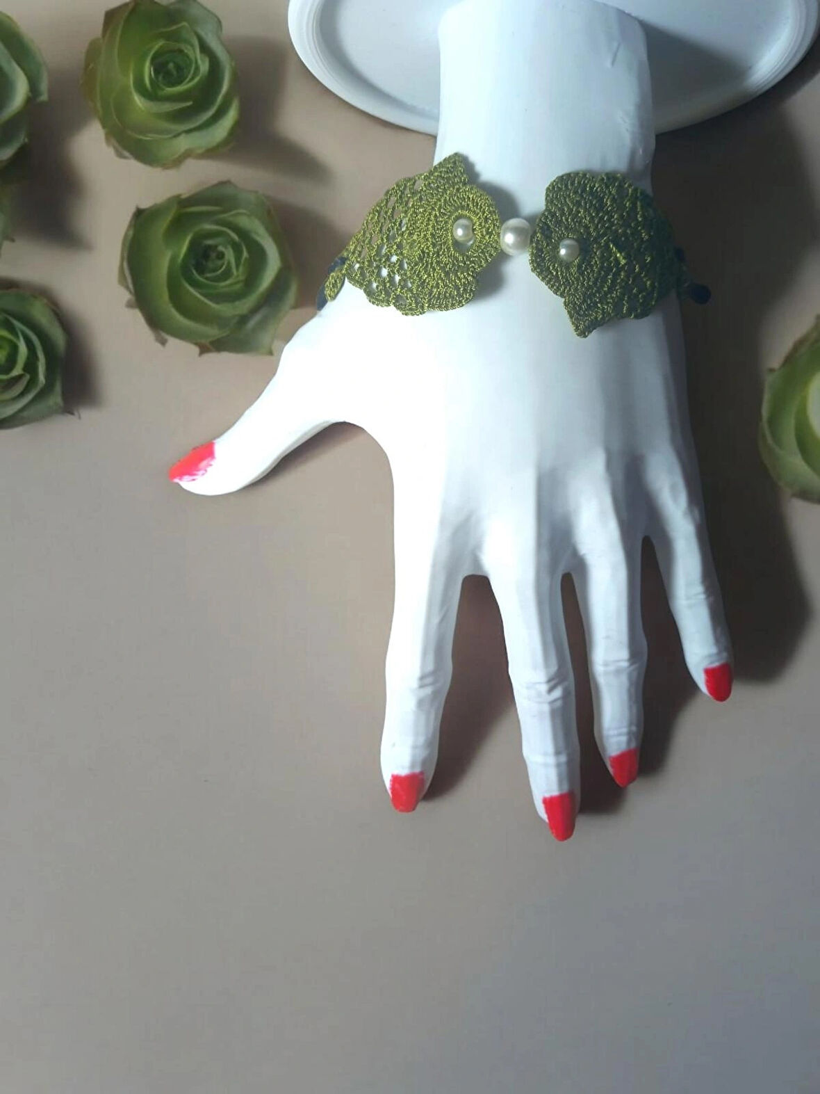 El Yapımı Etnik Otantik Aesthetic Soft Vibes Vintage Doğal İnci Boncuklu Hediyelik Yeşil Renk Balık Bileklik