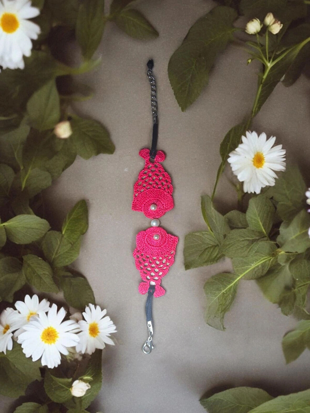 El Yapımı Etnik Otantik Aesthetic Soft Vibes Vintage Doğal İnci Boncuklu Hediyelik Şeker Pembe Renk Balık Bileklik