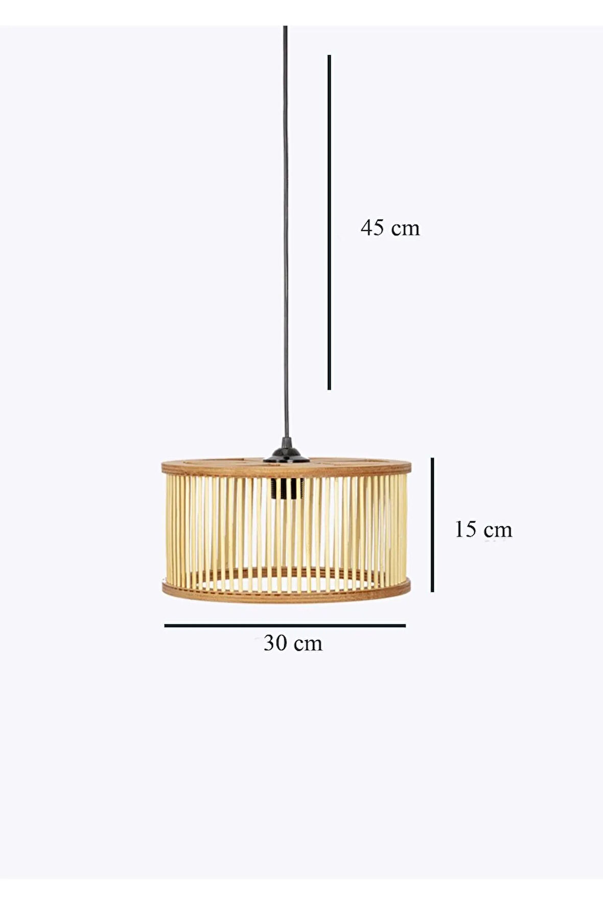 Rustik Bambu Çubuklu Bambu Sarkıt Avize 30 Cm Isme Özel Hazırlanan Ahşap Kutuludur