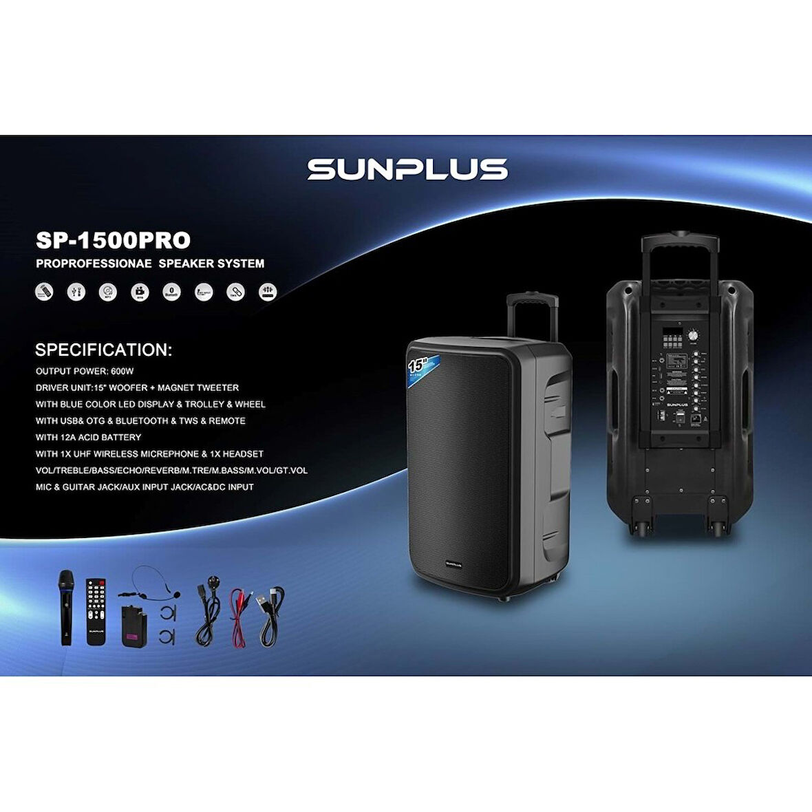 SP-1500 Pro Bluetooth Professıonalspeaker System