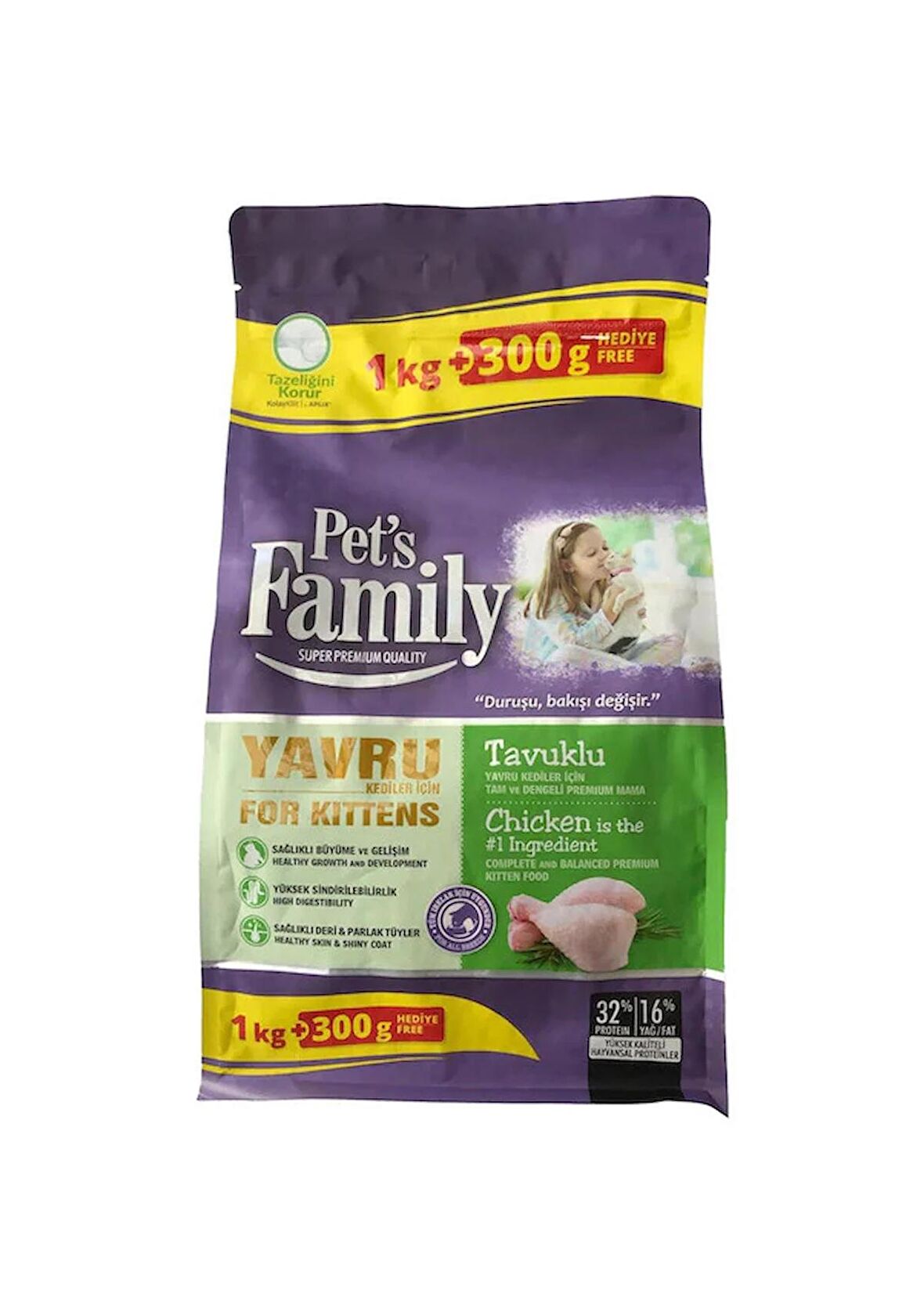 Pet's Family Premium Tavuklu Yavru Kedi Maması 1300 G