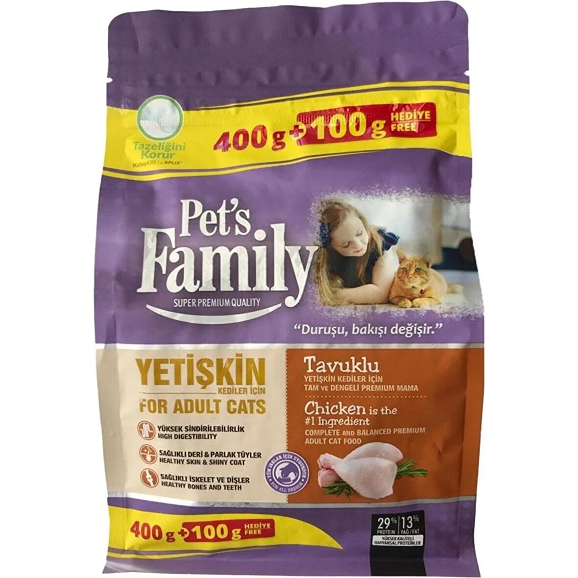 Pets Family Super Premium Tavuklu Yetişkin Kedi Maması 500 G