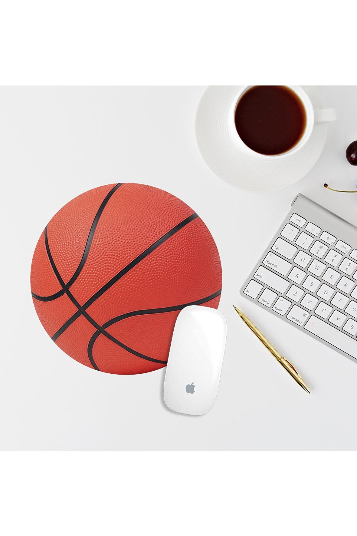 Turuncu Basketbol Topu Yuvarlak Mouse Pad Mouse Altlığı