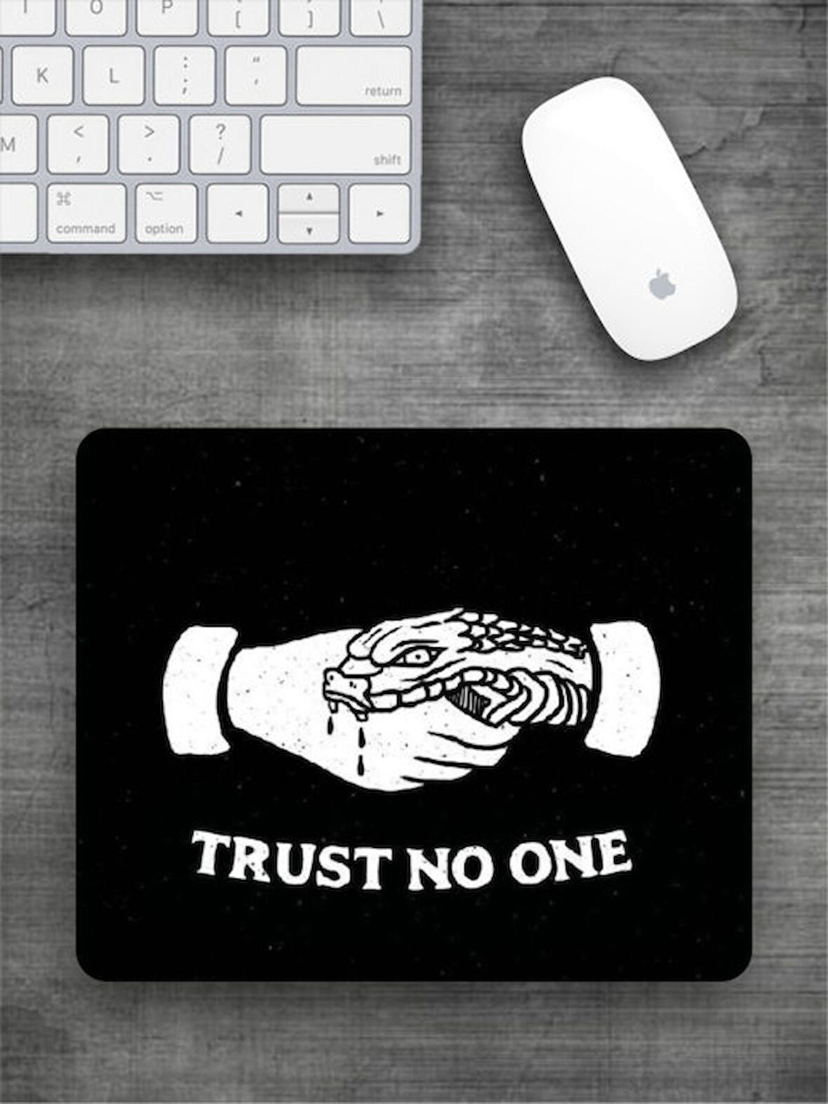 TRUST NO ONE Baskılı Dikdörtgen Mouse Pad BSKBZR