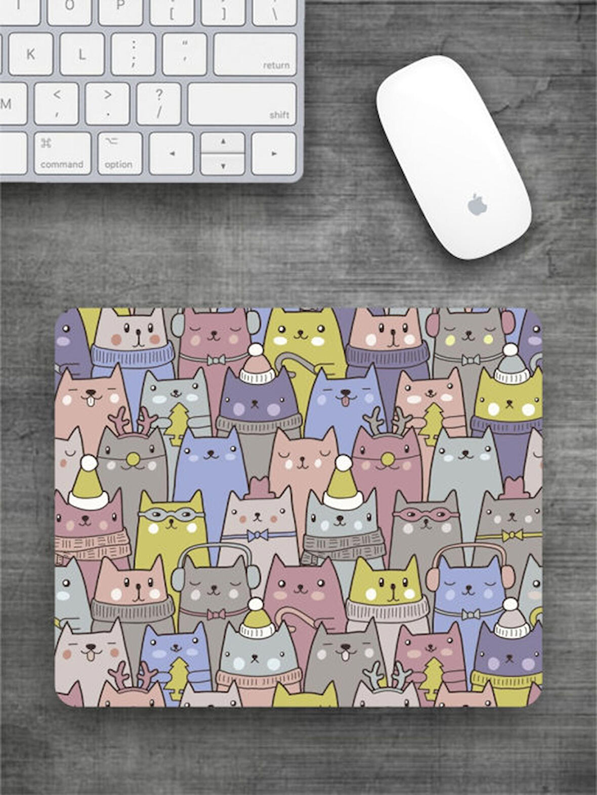 KEDİLER Baskılı Dikdörtgen Mouse Pad BSKBZR