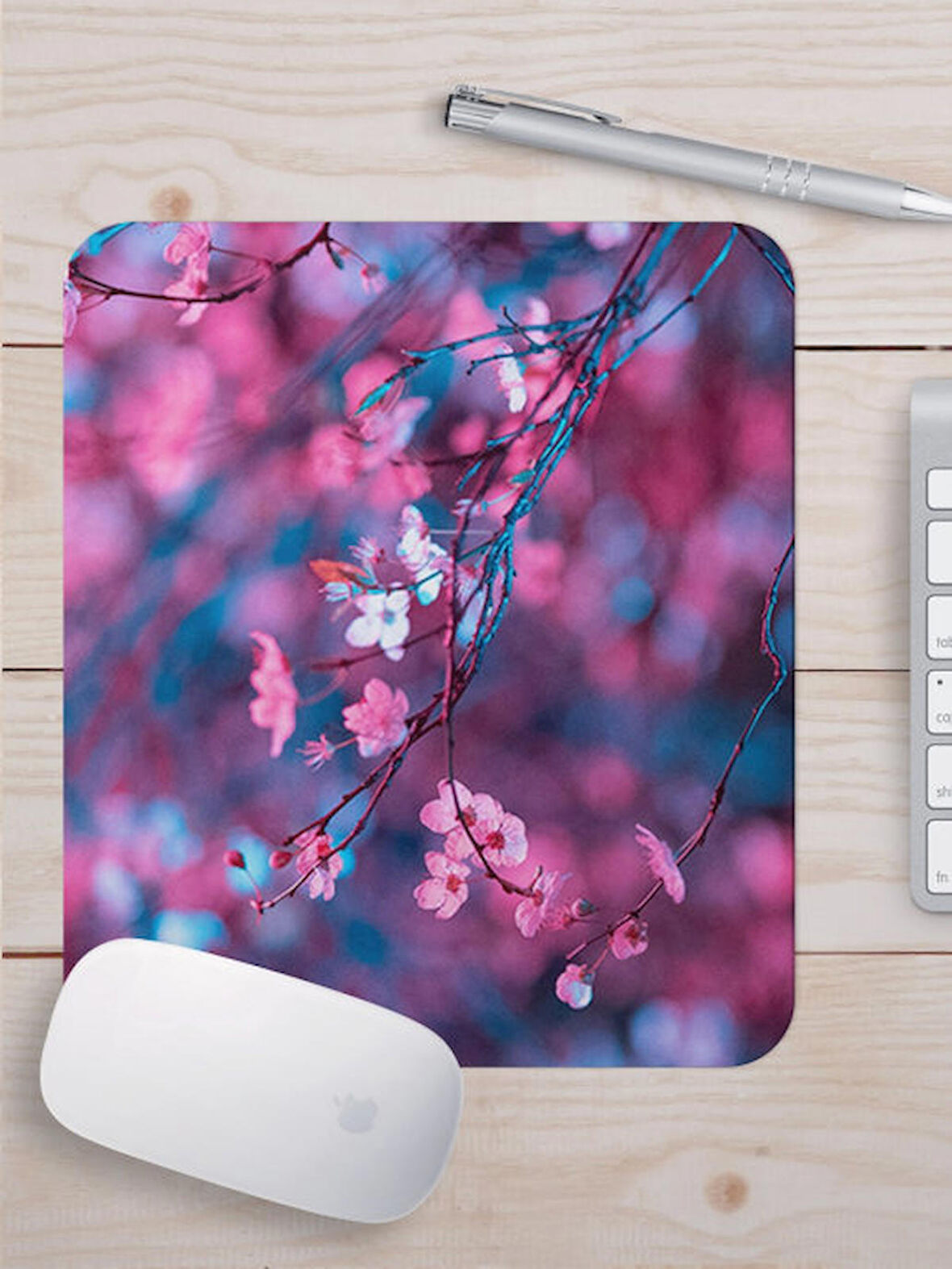  Badem Çiçeği Desen Baskılı Mouse Pad