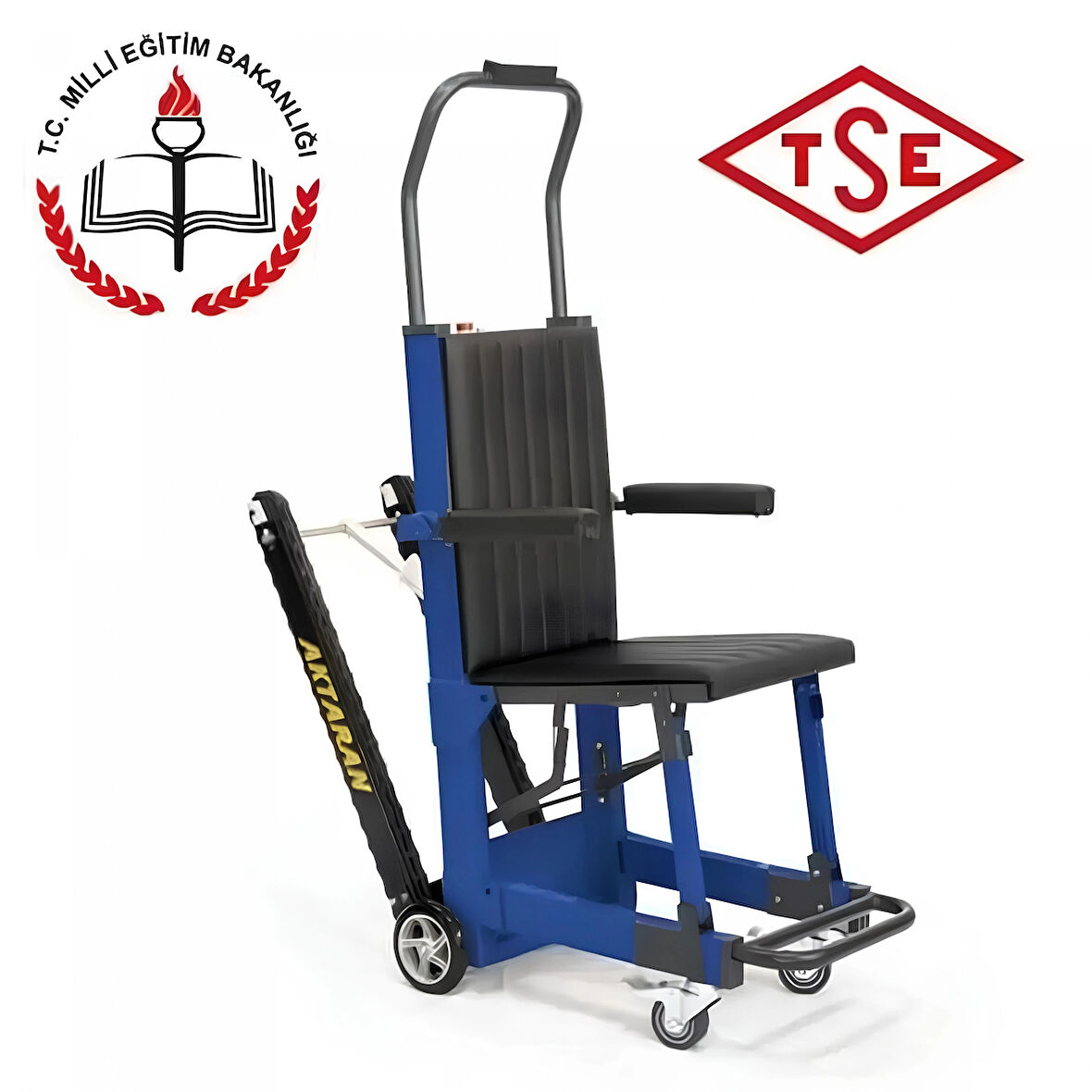 Aktaran A1 Paletli Merdiven İnme Çıkma Cihazı | MEB Onaylı, CE ve TSE Belgeli, Paslanmaz Çelik Şase