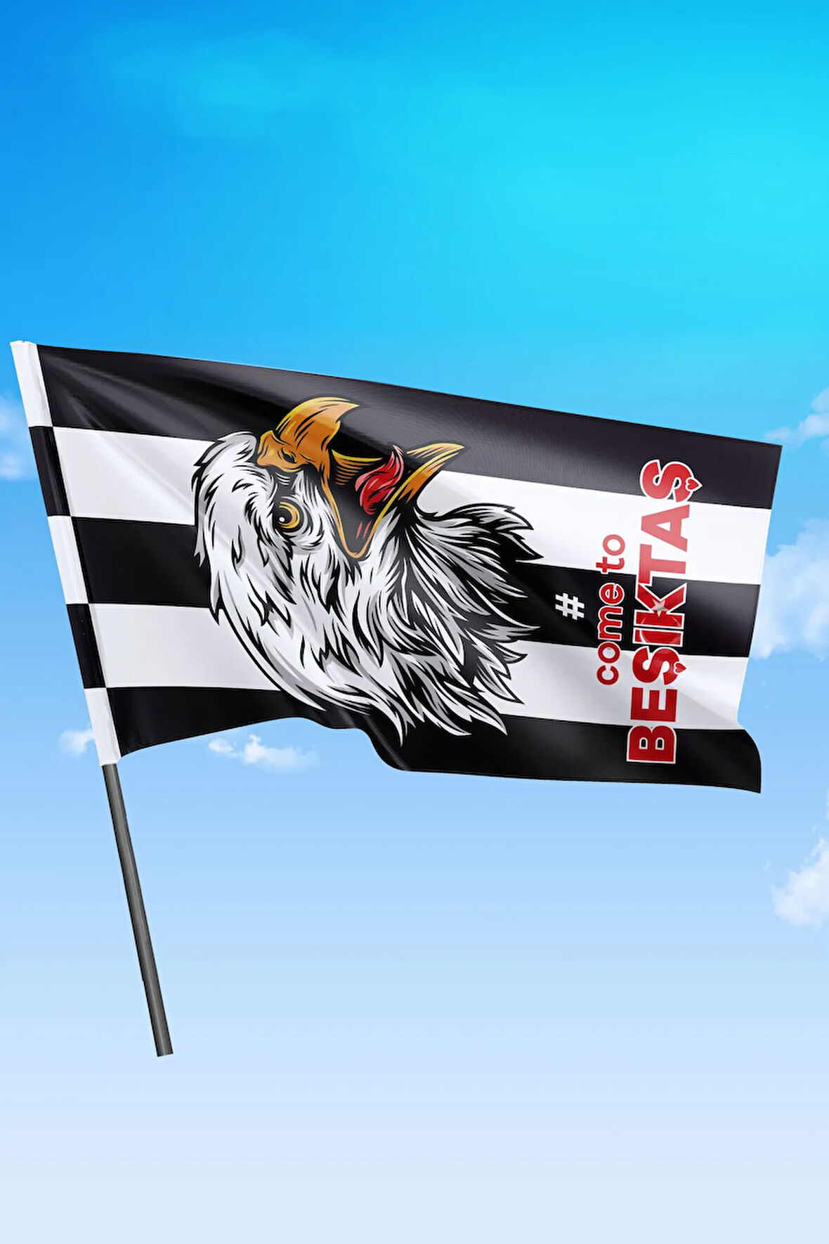 Sopalı Taraftar Bayrak (COME TO) Beşiktaş 70x100 Cm