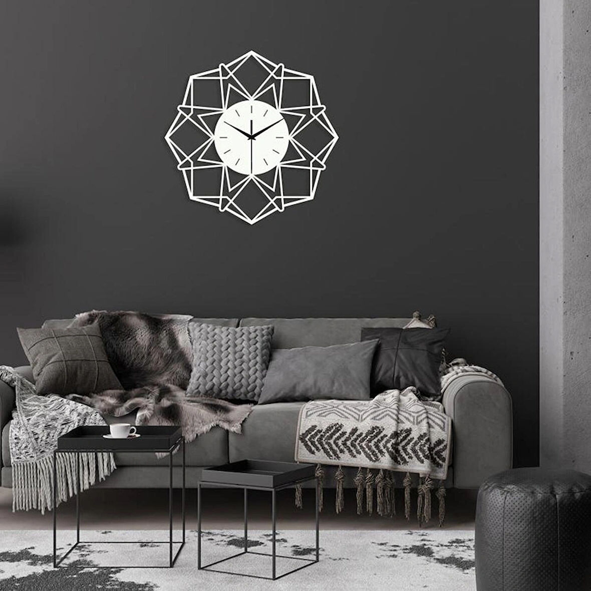 Beyaz Modern Ahşap dekor Saat
