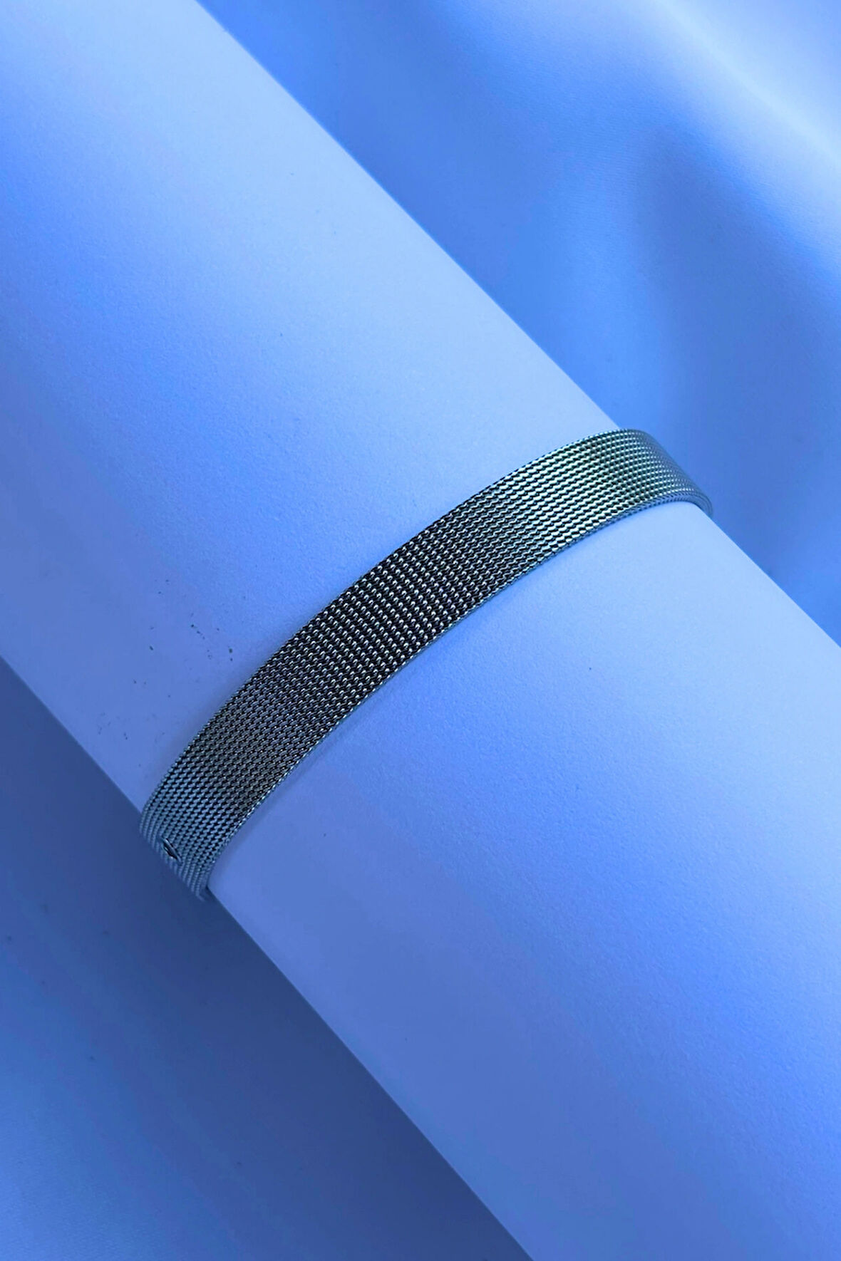 El İşçiliği ile Üretilmiş Milanese Örgü Çelik Erkek Bileklik