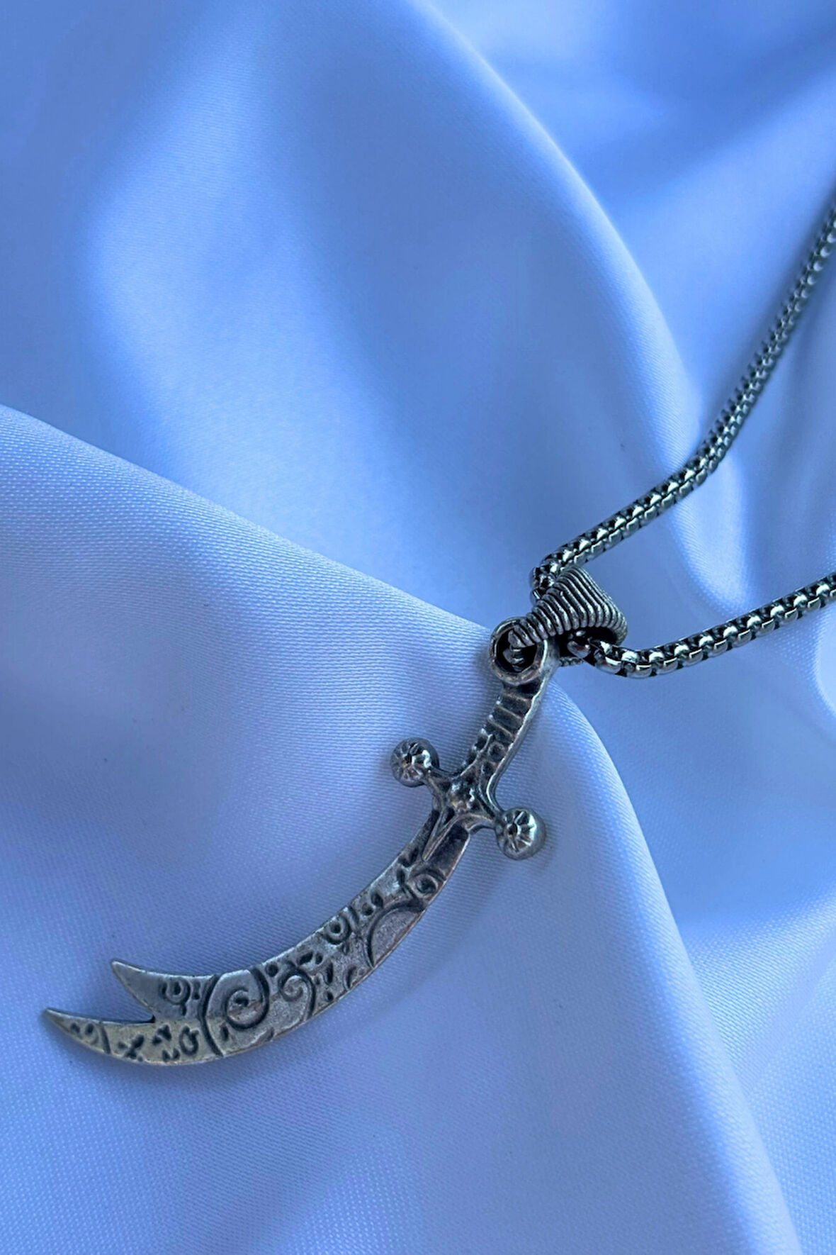 Hz. Ali Zülfikar Kılıcı El İşçiliği Paslanmaz Çelik Zincir Erkek Kolye