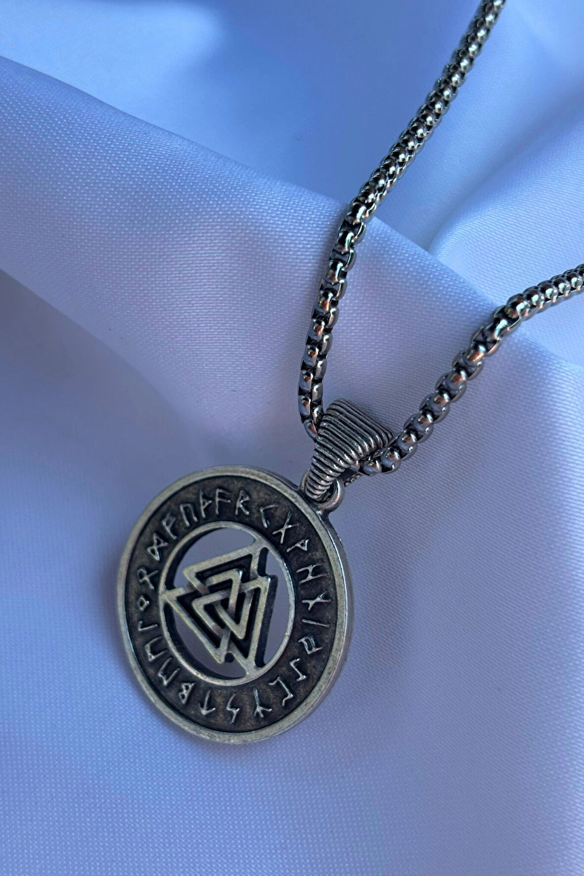 Viking Run El İşçiliği Paslanmaz Çelik Zincir Erkek Kolye