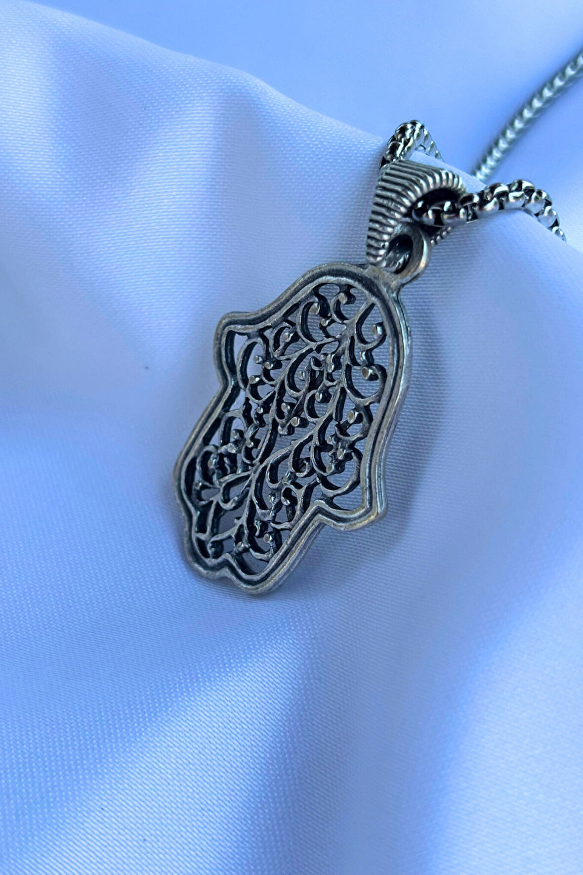 Fatma Ana Eli El İşçiliği Paslanmaz Çelik Zincir Erkek Kolye